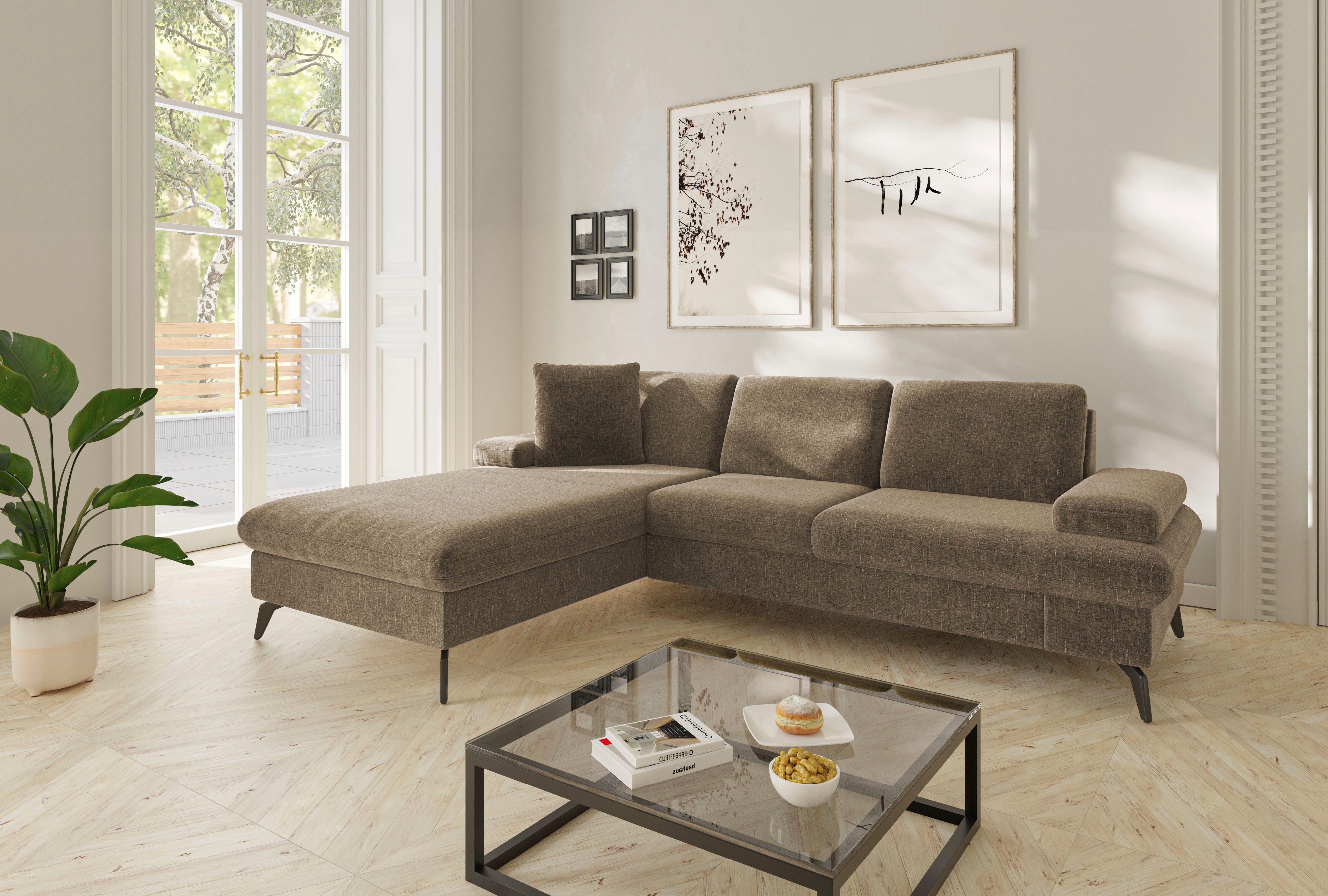 sit&more Ecksofa Morris Jubi L-Form, B: 247 cm, mit Armteilfunktion & 1 Zierkissen, optional Bettfunktion