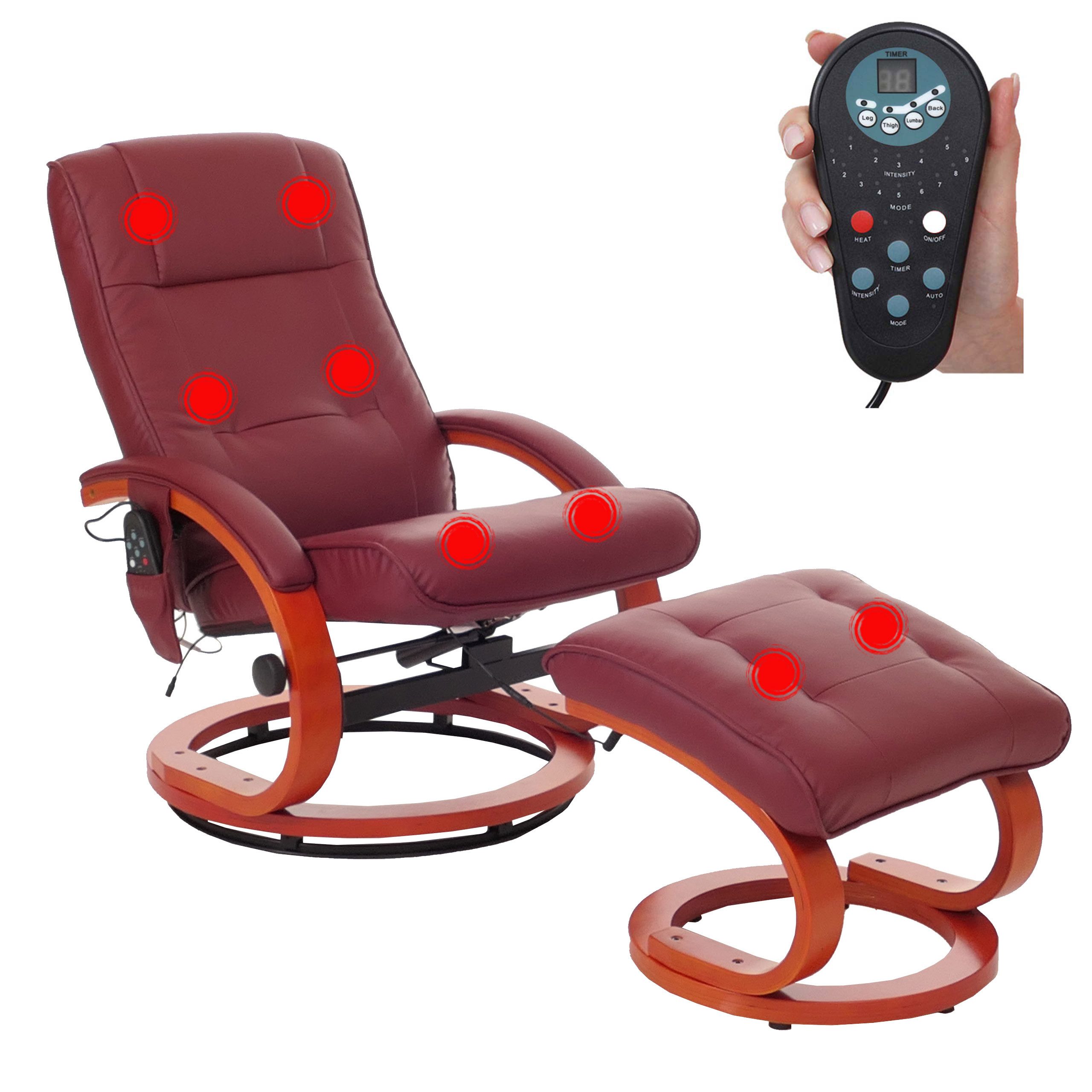MCW Massagesessel Pescatori II, Um 360° drehbar, Mit Massagefunktion, Inkl. Hocker, neigbar