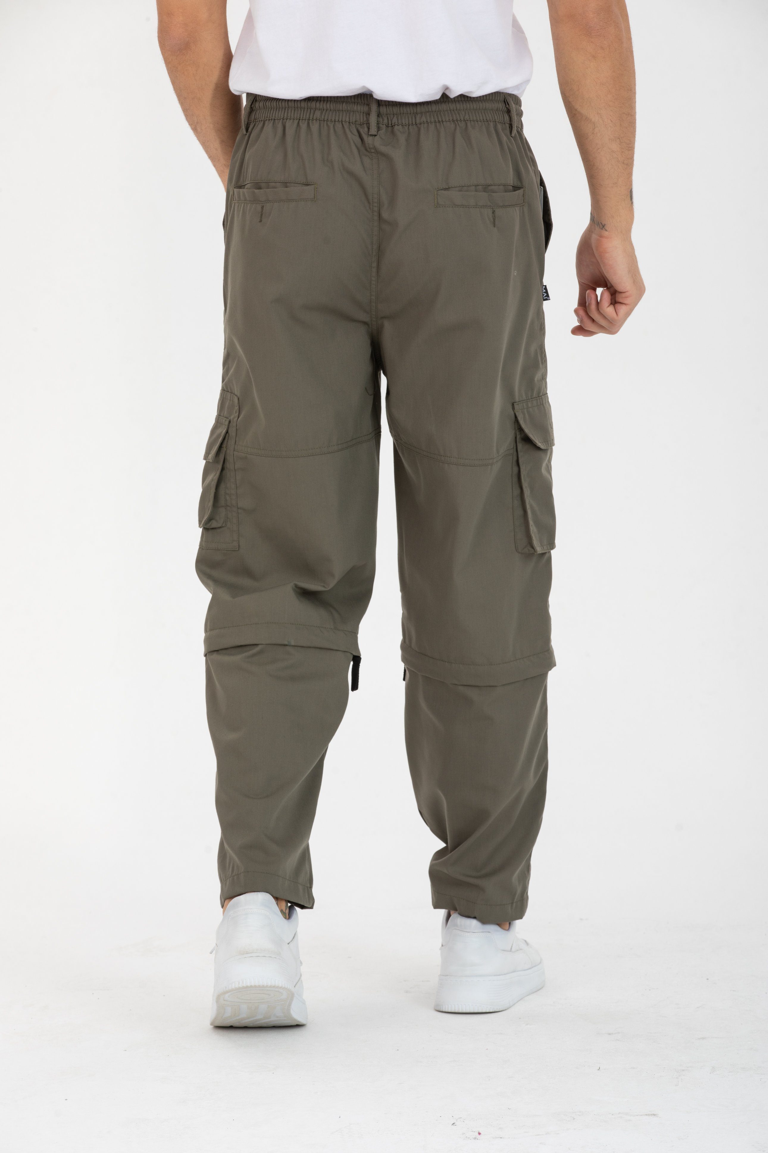 Kendindza Collection Cargohose Herren Zipp Off Cargohose Dehnbund Arbeit Hose Rangerhose Cargo Hose Gummibund elastisch, abnehmbare Beine, 6 Taschen – Bild 3 von 5