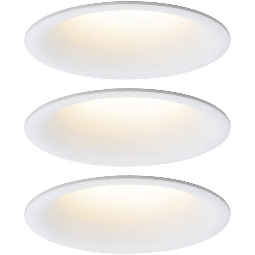 Paulmann LED Einbauleuchte LED Einbauleuchte Cymbal Coin Basisset IP44 77mm Coin 3x6W 93419, WarmDim-Effekt, Dimmbar über Lichtschalter
