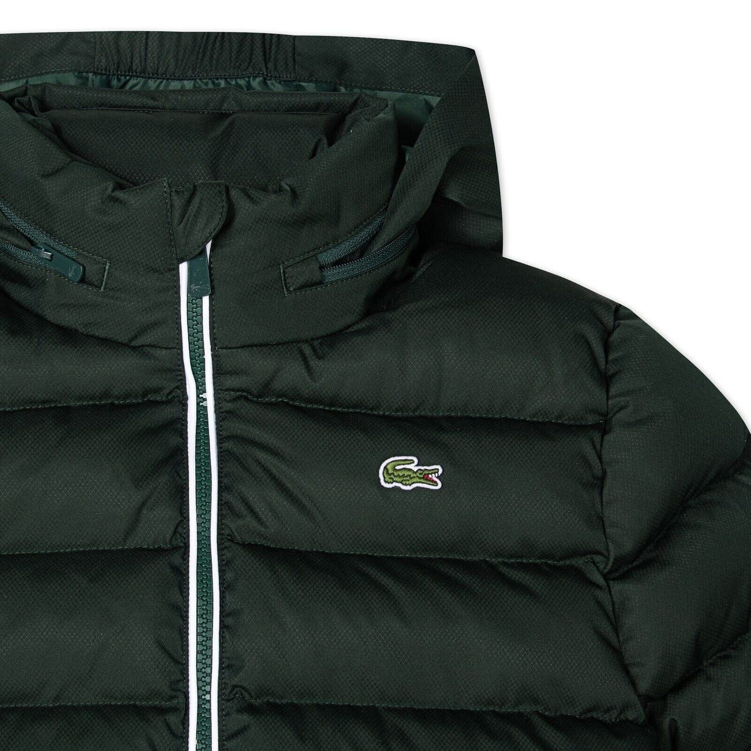 Lacoste Steppjacke Lacoste Kids Steppjacke dunkelgrün mit Kapuze wasserabweisend & warm