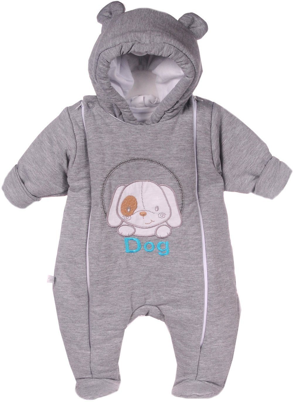 Schneeoverall Baby Overall Wagenanzug mit Hund Übergangsoverall in Grau