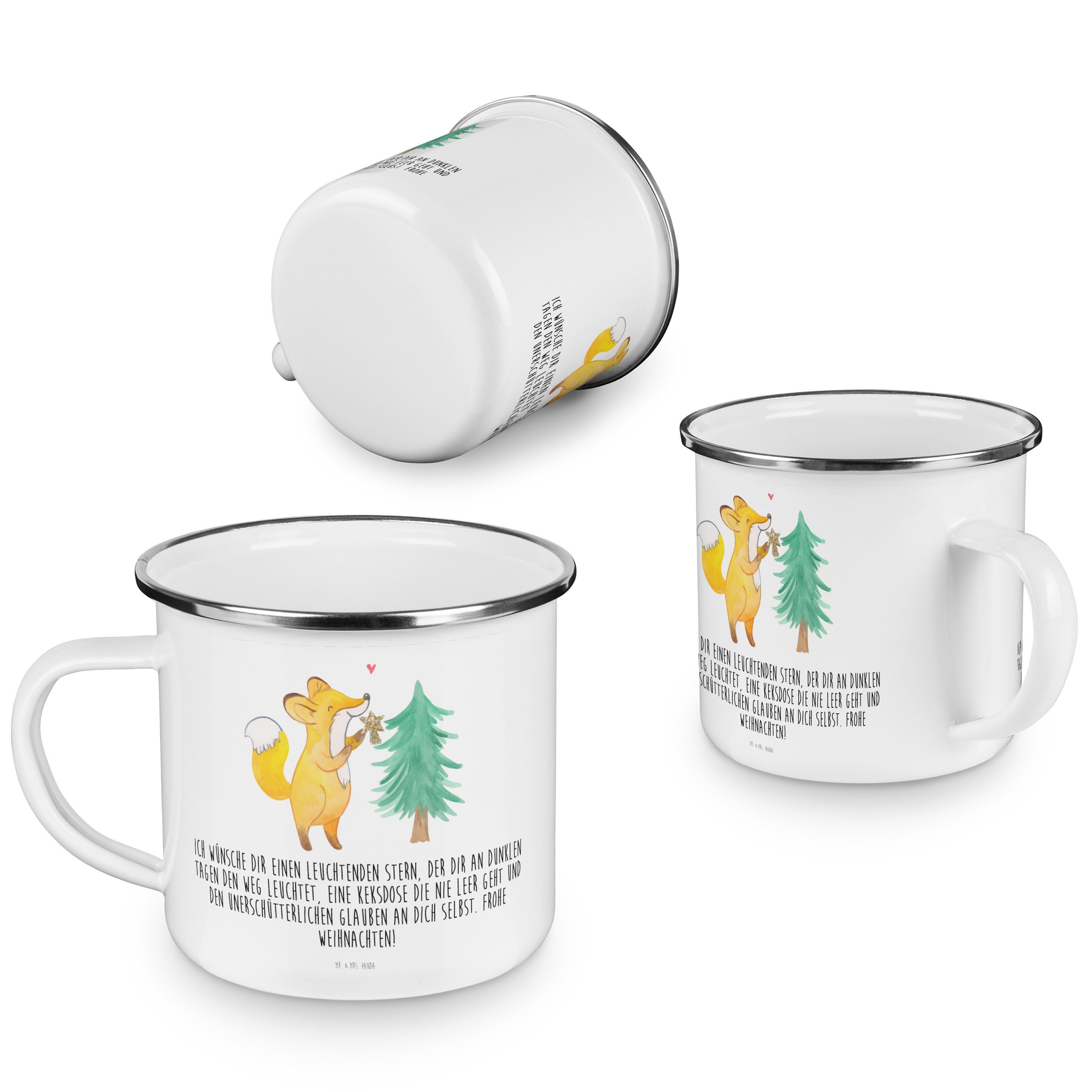 Mr. & Mrs. Panda Metall, Emaille Weiß Geschenk, - - Weihnachtsdekoration, Becher Weihnachtsbaum Fuchs