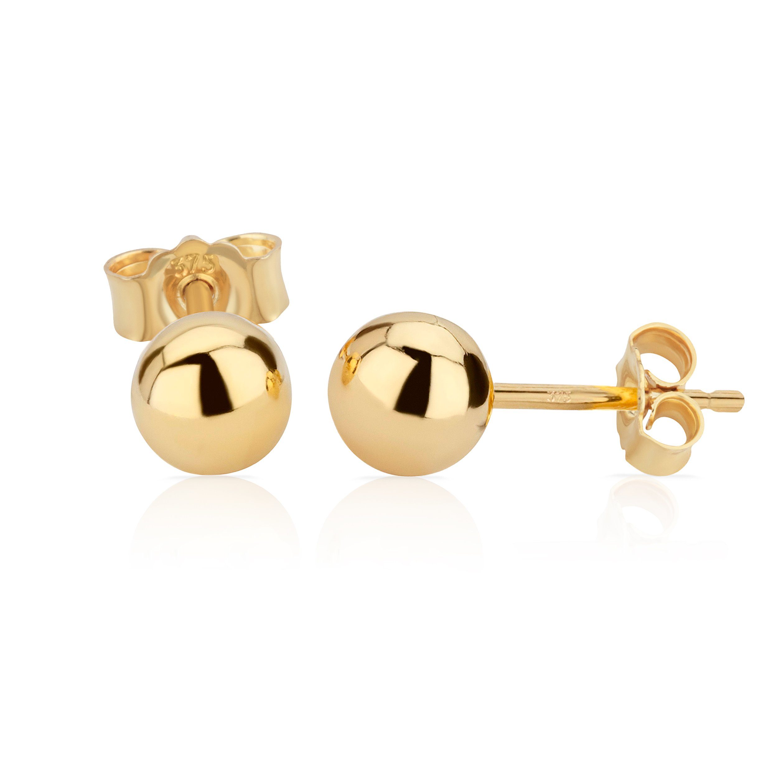 Paar Ohrstecker Paar 4,0mm Kugel Ohrstecker 9 Karat 375 Gelb Gold
