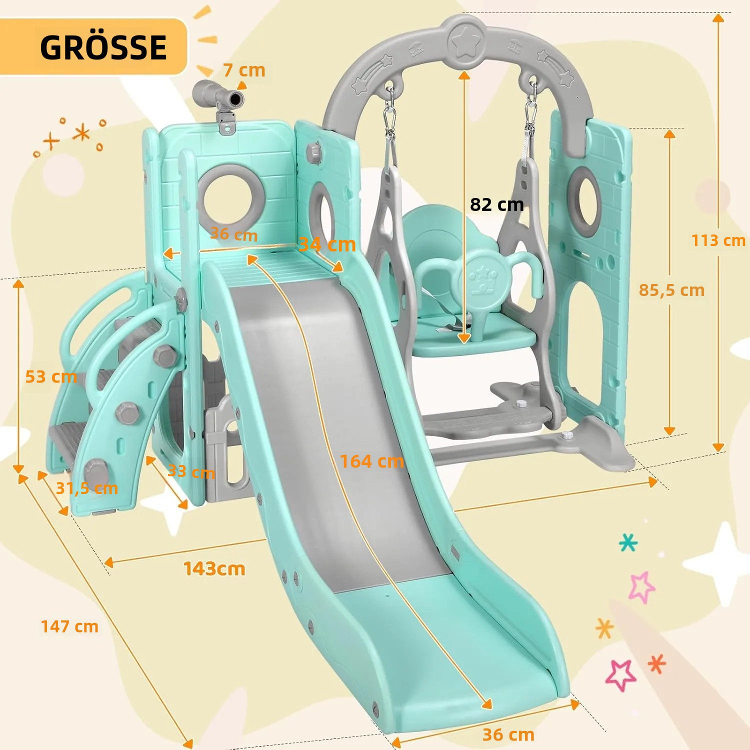TLGREEN Rutsche 5-in-1 Kinderrutsche, Gartenrutsche Breite Stufen und Griff günstig online kaufen