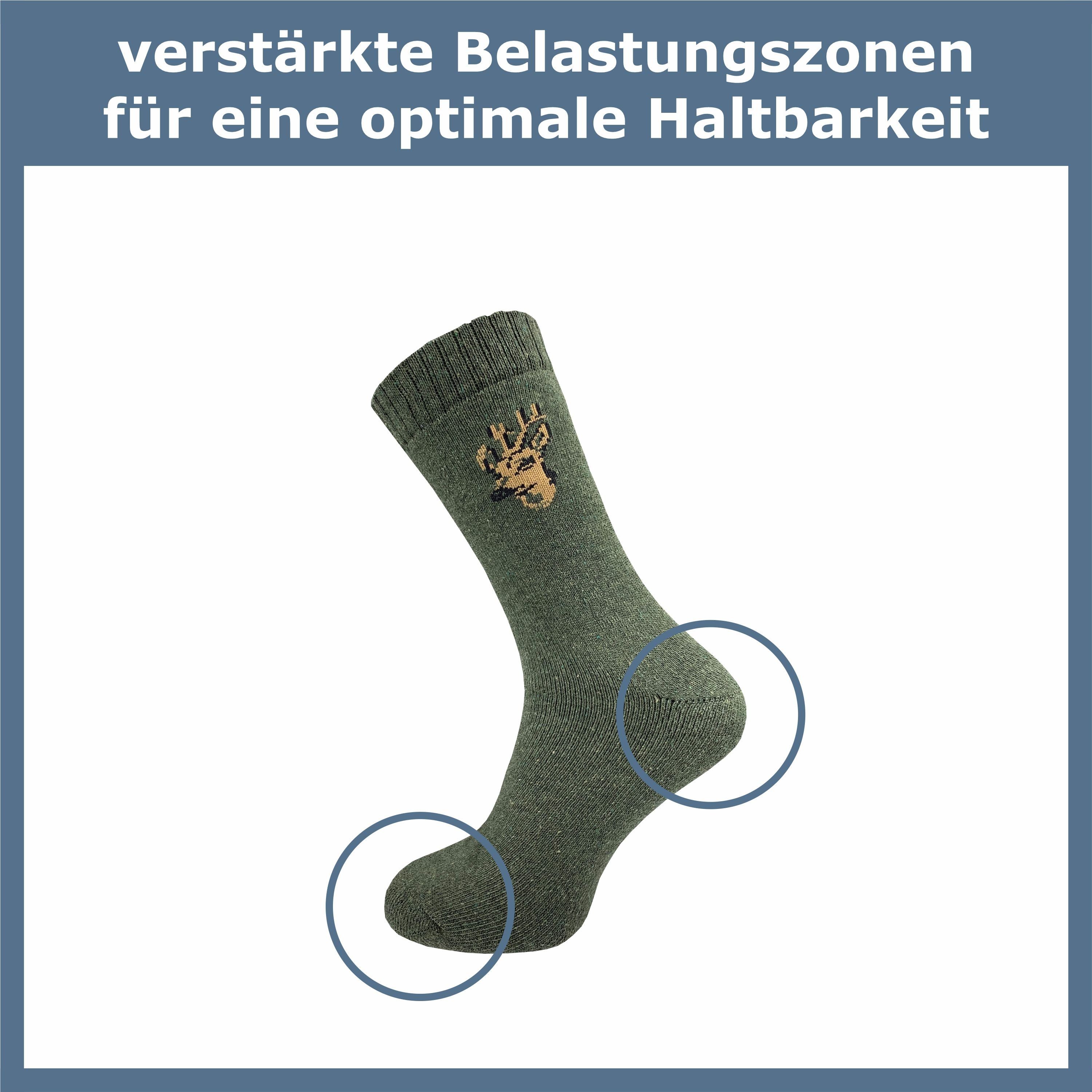GAWILO Freizeitsocken für Herren - warme Socken für Jäger - Armysocken uni & mit Jagdmotiv (9 Paar) mit gepolsterter Frotteesohle, verfügbar in grün, grau & schwarz