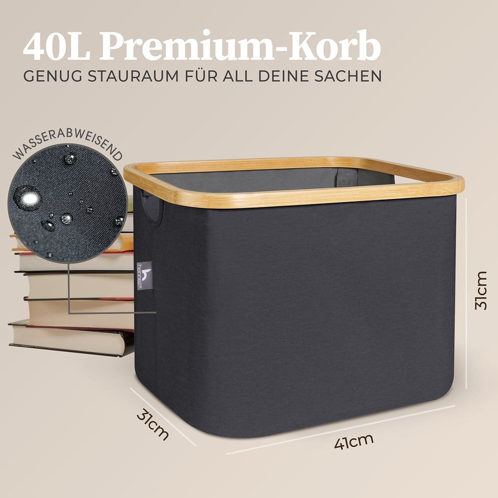 HENNEZ Aufbewahrungskorb 40L kompatibel Ikea Kallax Korb Grau, Stoffboxen Kisten Körbe zur Aufbewahrung