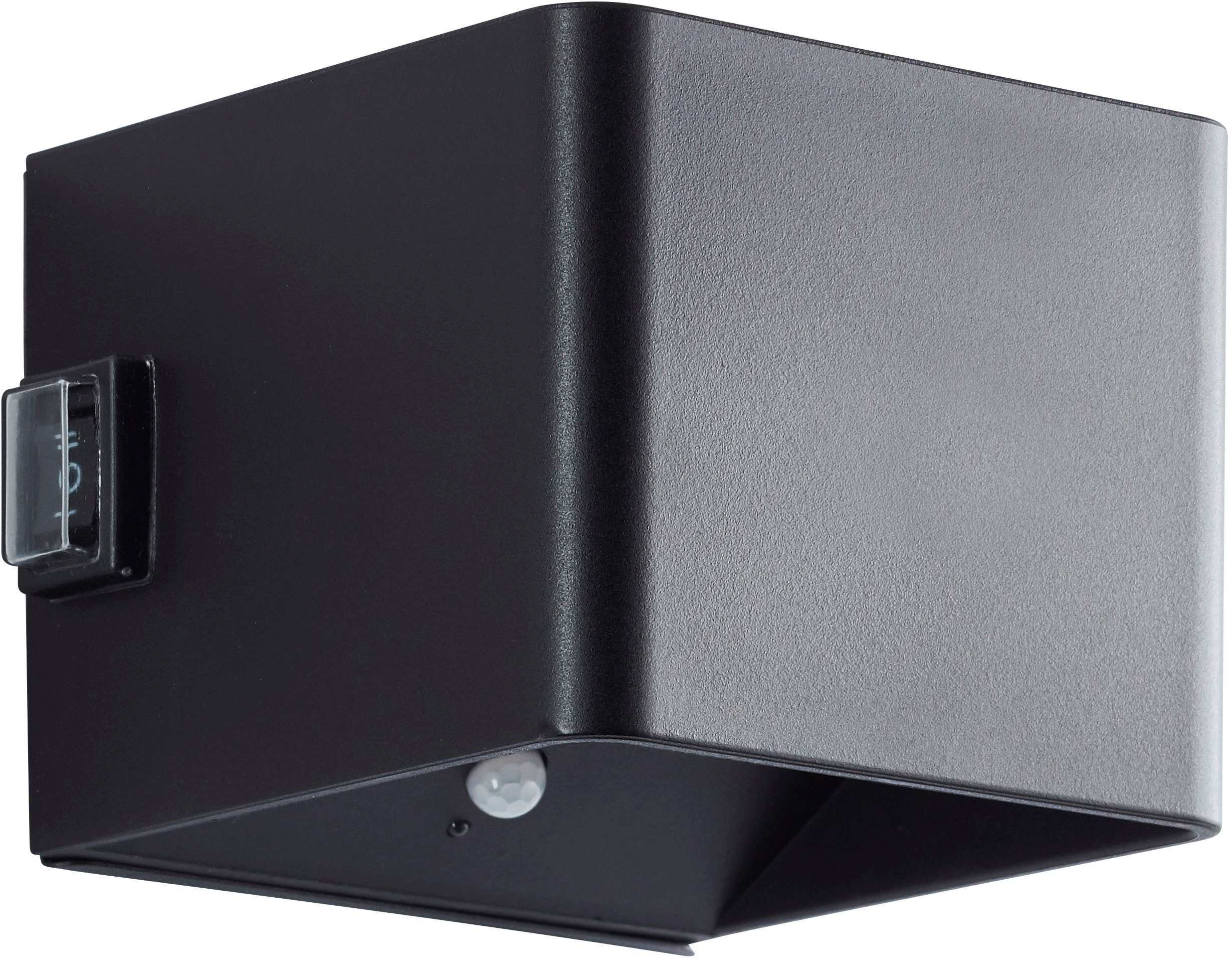 Brilliant Außen-Wandleuchte Iseo - portable Akkuleuchte inkl. Magnetplatte, Abschaltautomatik, Bewegungsmelder, Ein-/Ausschalter, USB-Ladefunktion, LED fest integriert, Warmweiß, Akku, 300 lm, 3000 K, USB, schwarz, mobile Außenlampe, Wandlampe