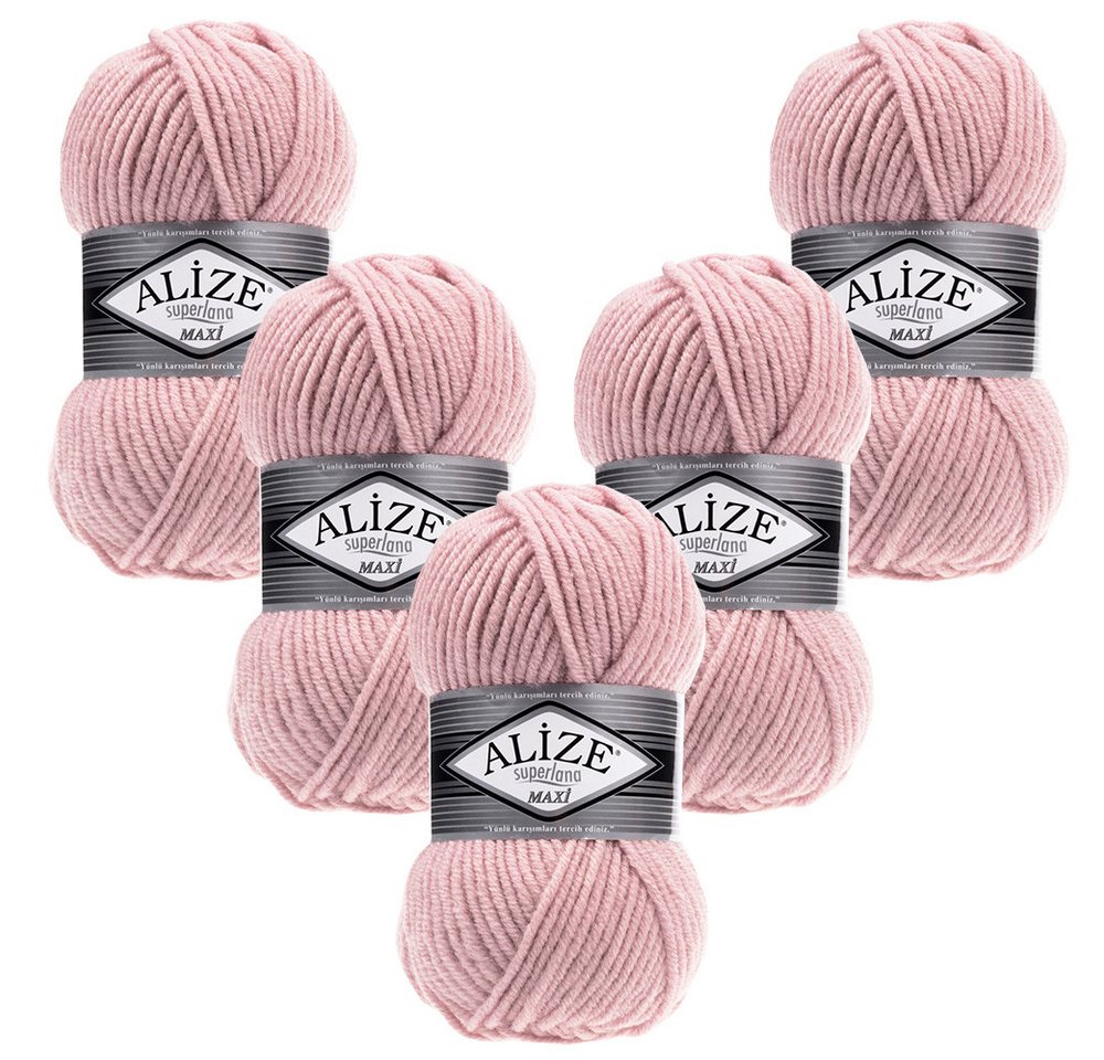 Alize 5 x ALIZE Superlana Maxi Häkelwolle, 100 m, Yarn,Handstrickgarn,Garn,Stickgarn