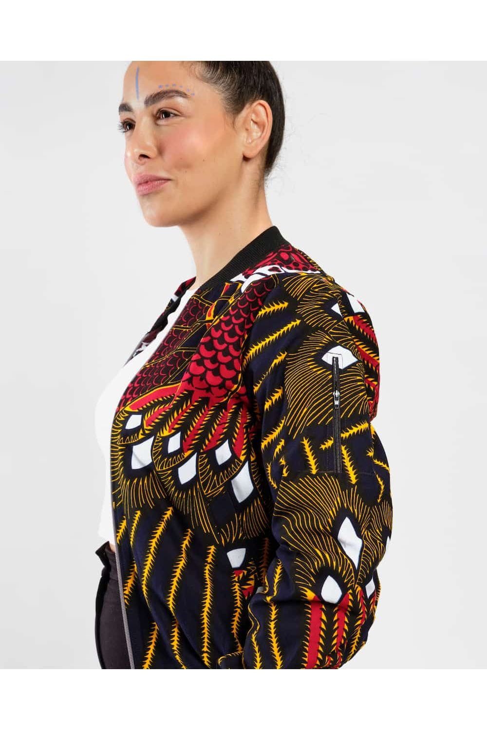 mikono Bomberjacke Kitenge - Lulu - Unisex Handgefertigt · 100 % Baumwolle (Kitenge) · Unikat – Bild 5 von 5