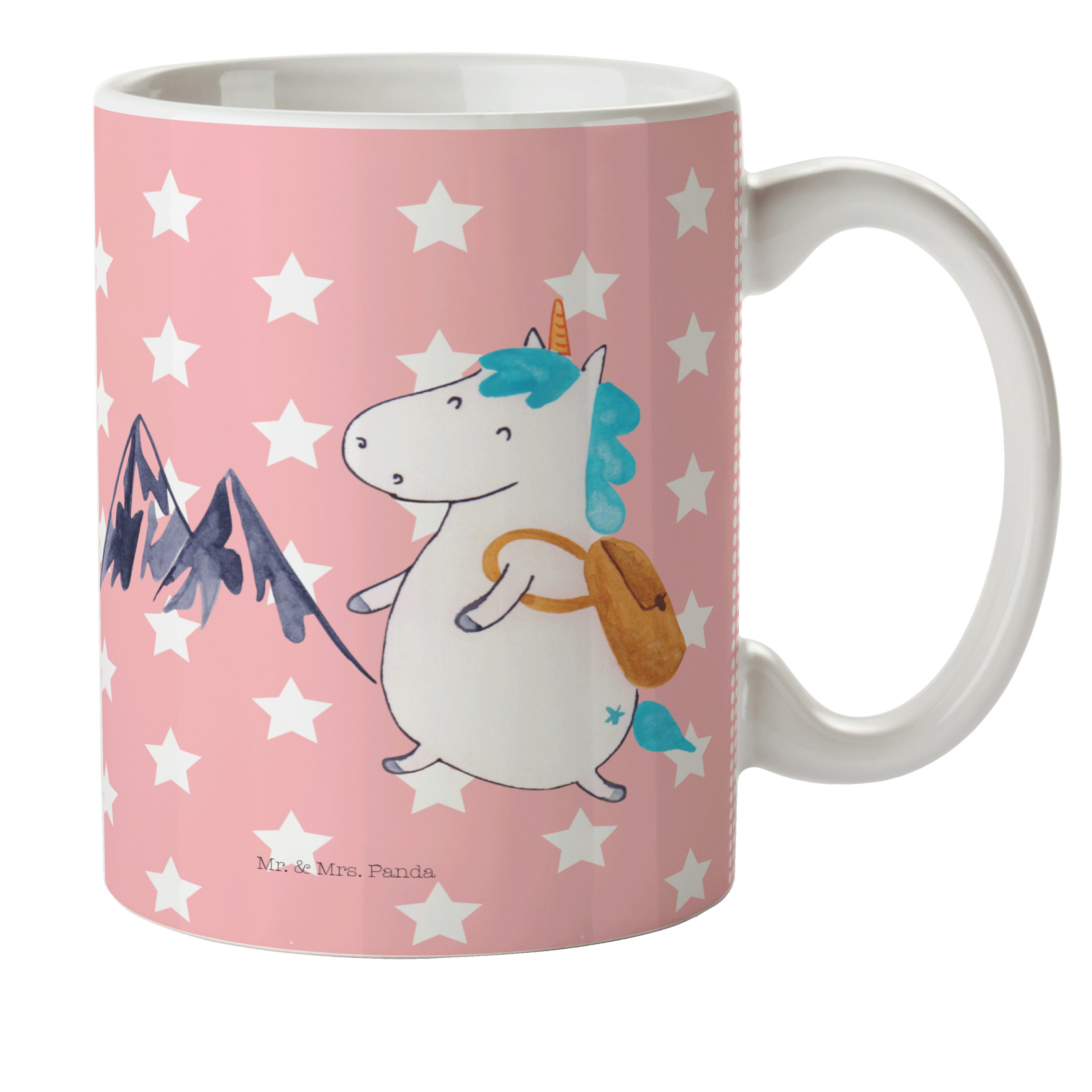 Mr. & Mrs. Pastell Panda Bergsteiger Tasse, Einhörner, Geschenk, Kinde, Rot - - Kinderbecher Kunststoff Einhorn