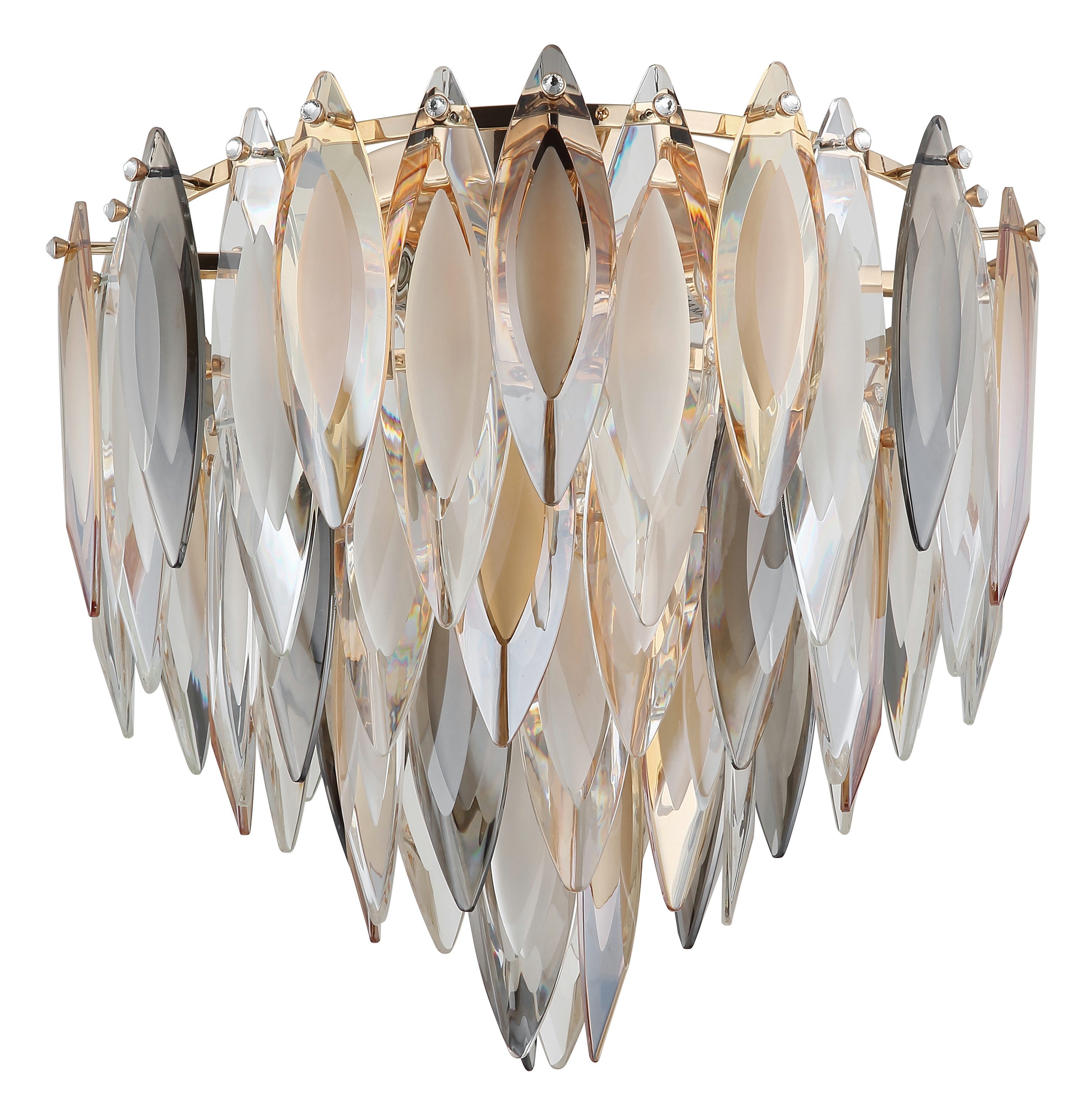 GLOBO LIGHTING Deckenleuchte ELINOR, ohne Leuchtmittel, Deckenleuchte Gold, K9 Kristalle Rauch/Champagner/Klar, E14