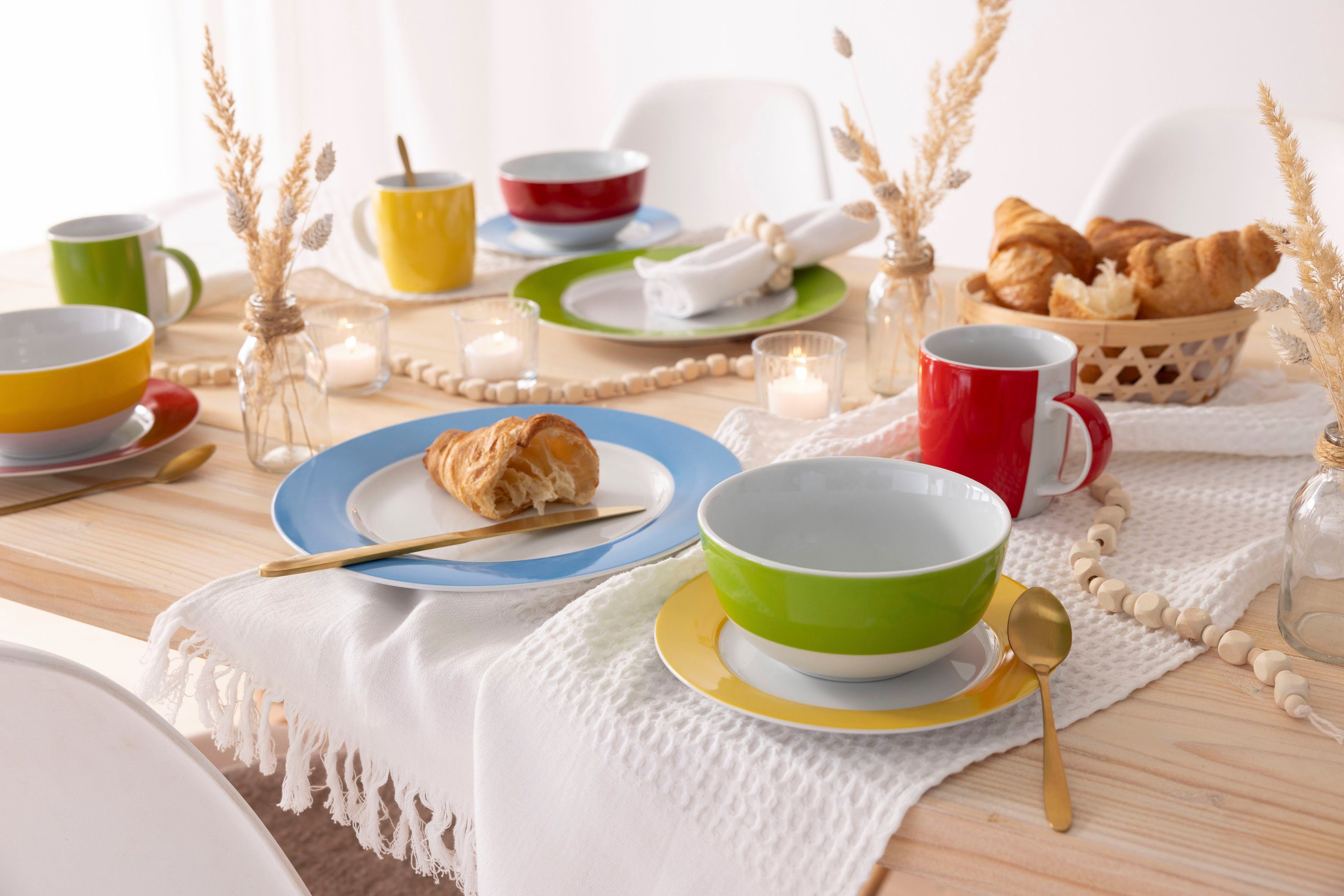 Retsch Arzberg Kombiservice Colourband (16-tlg), 4 Personen, Porzellan, Color up your Life - es kommt Farbe ins Spiel!