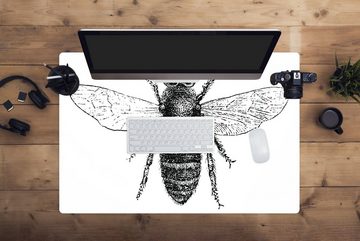 MuchoWow Gaming Mauspad Eine Illustration einer Biene in Schwarz-Weiß (1-St), Büro für Tastatur und Maus, Mousepad Gaming, 90x60 cm, XXL, Großes
