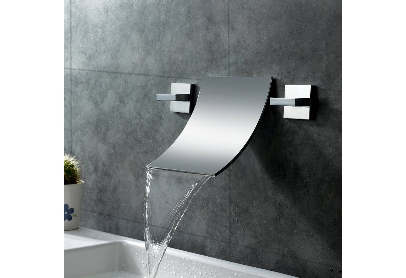 Thumbnail - WISTUM Unterputzarmatur Wandhahn,Badewannenmischer mit Wasserfall,Wasserfall Wasserhahn (badewannenarmatur wasserfall, M...