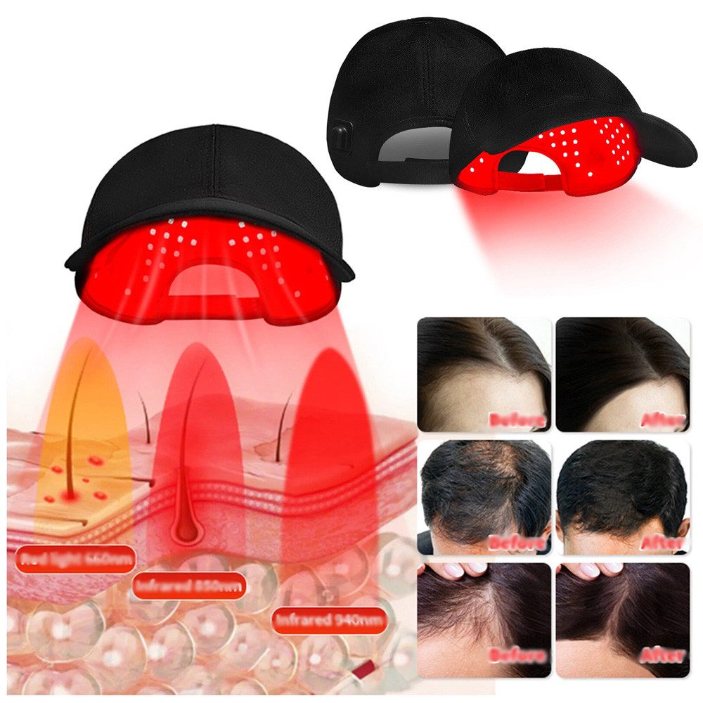 QUBEBU Infrarotlampe Rotlicht-Haarwuchshaube - Nahinfrarot-Haarwuchshaube 660nm&850nm&940nm, Haarausfall-Behandlung für Frauen/Männer, stellt Haardicke, Volumen, 1-tlg., Fördert Haarwachstum & verbessert die Kopfhautgesundheit, 5 Modi, Anti-Haarausfall un