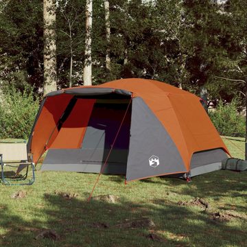vidaXL Wurfzelt Zelt Campingzelt 6 Personen Grau Orange 412x370x190 cm 190T Taft