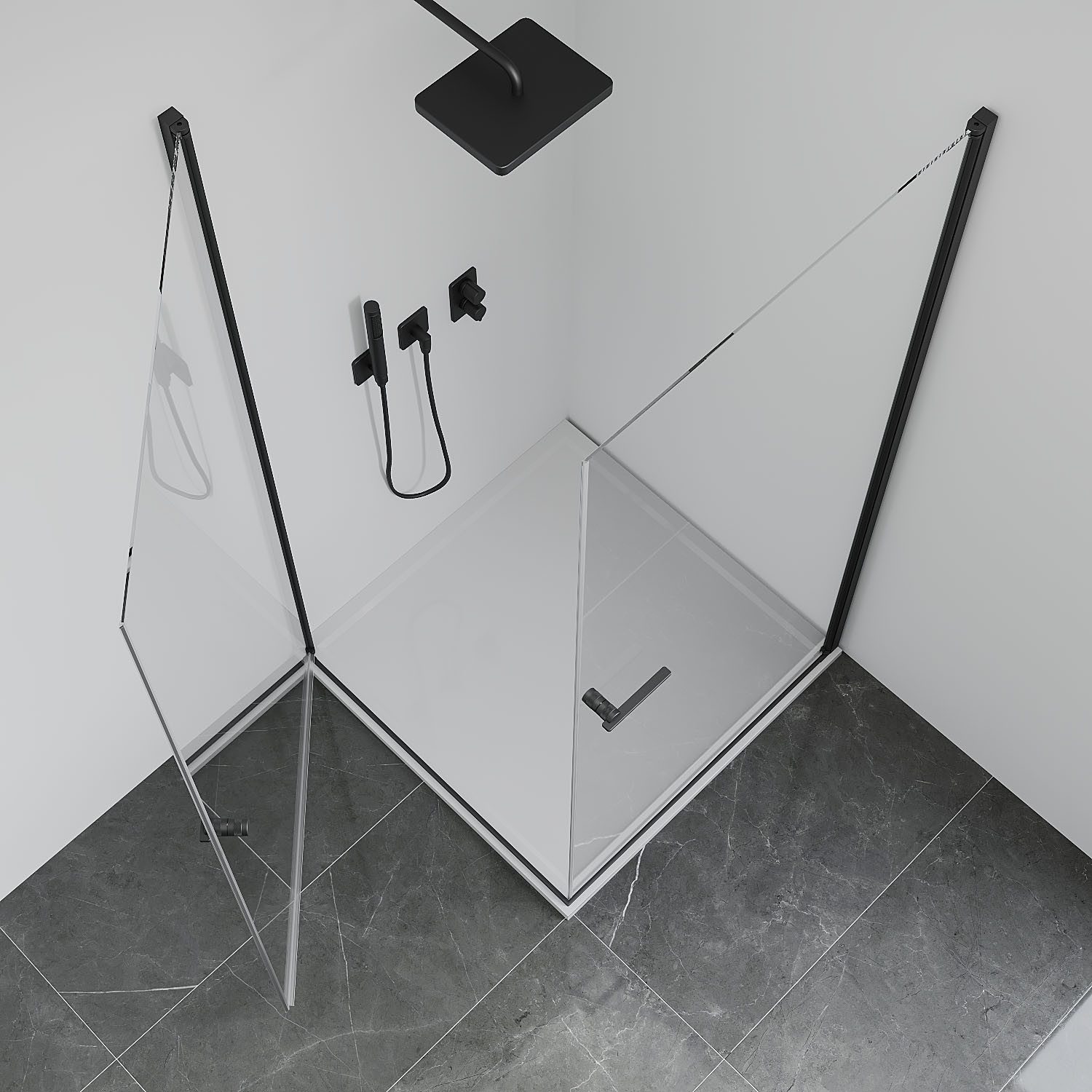 welltime Eckdusche Firenze, BxT: 90x90 cm, Einscheibensicherheitsglas, Rahmenloses Design mit extravaganten Griffen, 6mm ESG