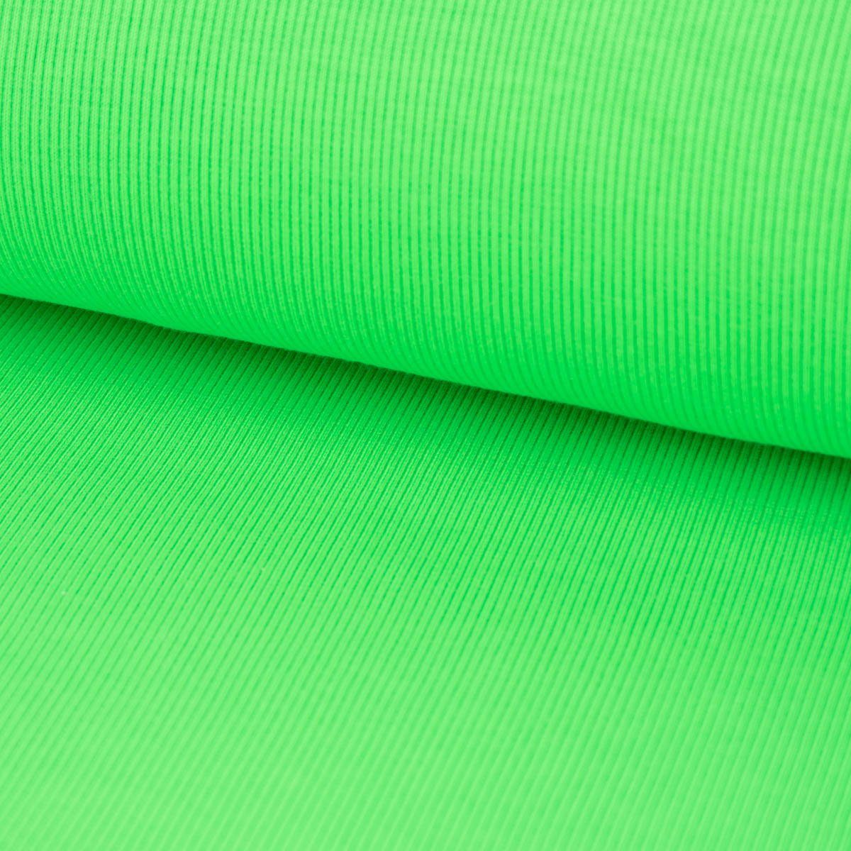 SCHÖNER LEBEN. Stoff Strickschlauch Bündchenstoff Meterware gerippt NEON grün 35cm, allergikergeeignet,pflegeleicht