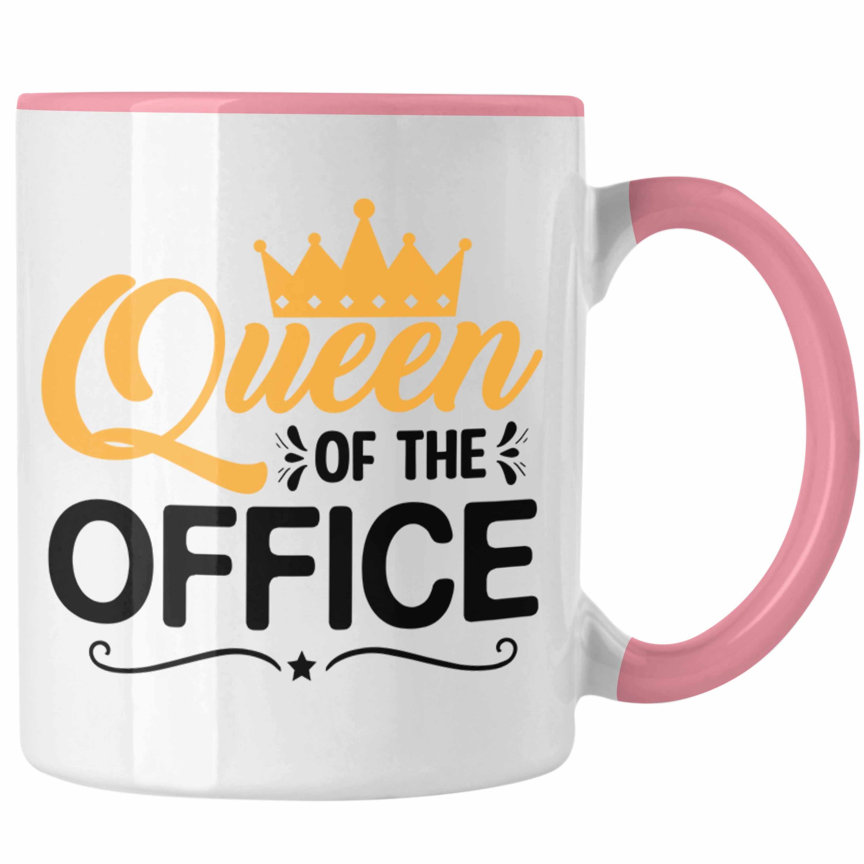 Trendation Tasse Trendation - Queen Of The Office Tasse Geschenk Kollegin Chefin Geschenkidee Rosa