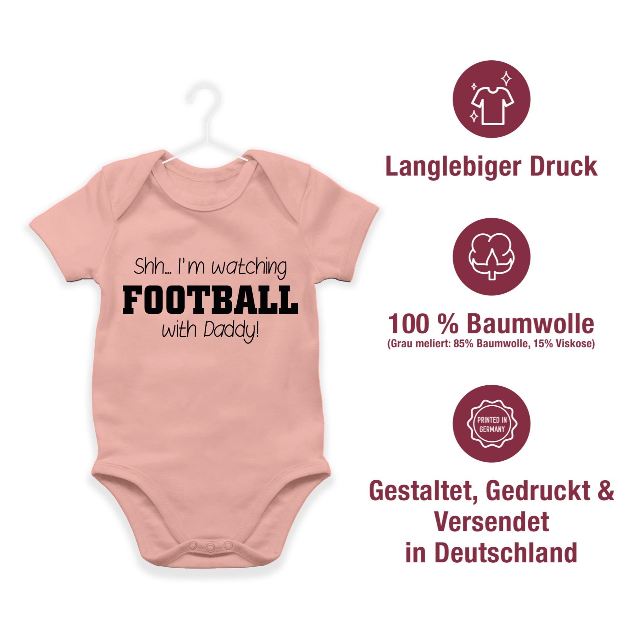 football Shh...I'm Sport Bewegung Daddy! Baby - watching schwarz Shirtracer with Babyrosa 3 Shirtbody &