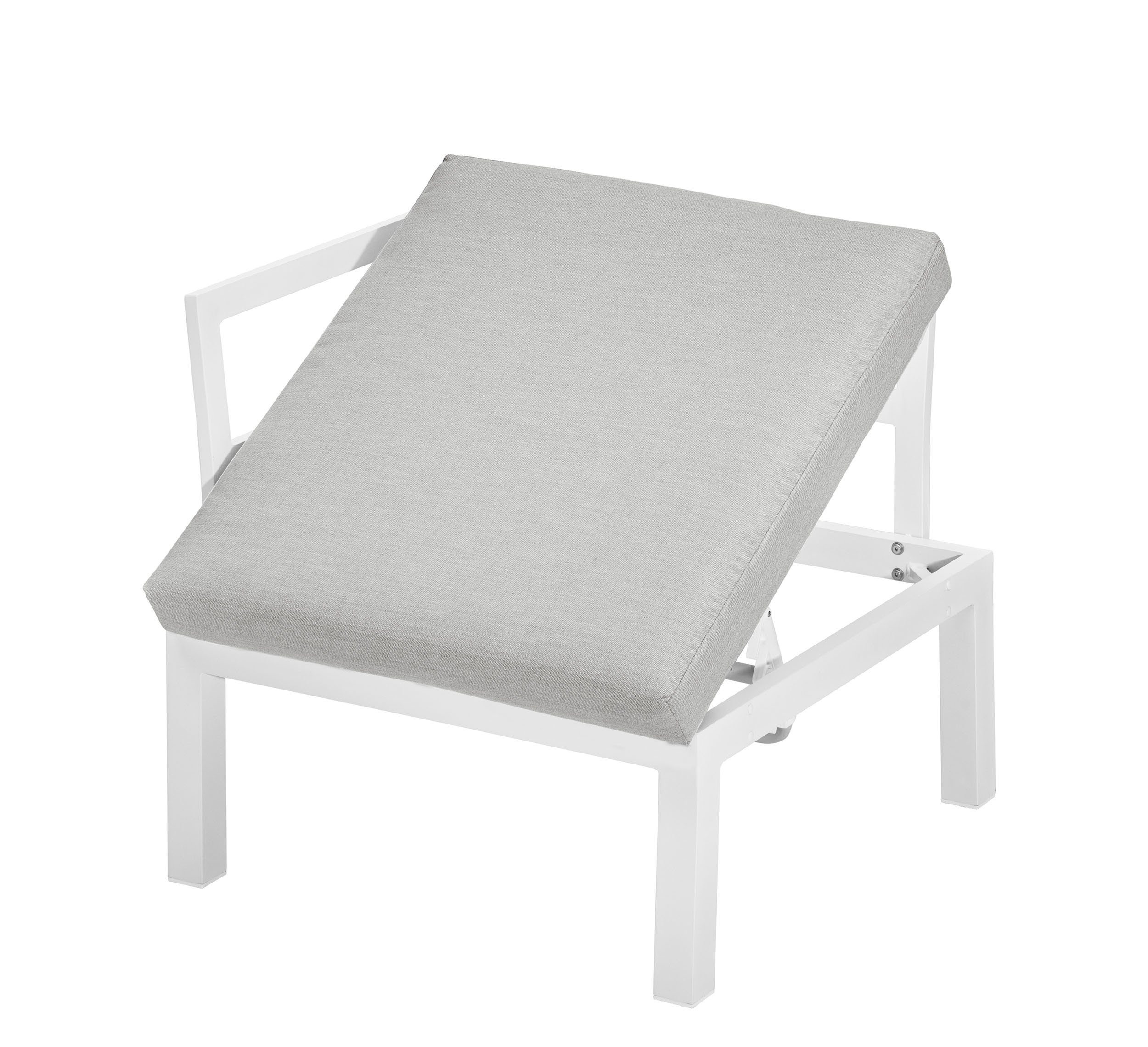 Aluminium mit Stoff Lounges Weiß wasserabweisenden Grau (1-St), / Gartentisch Teak Gartenfreude Ecksitz / Kissen Ambience