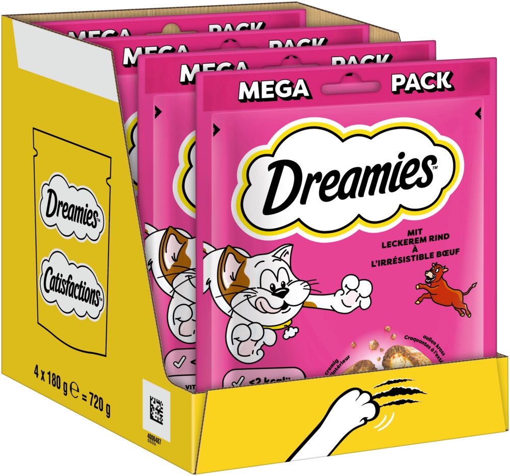 Dreamies DREAMIES™ Rind 4 x 180g, Snack für: Katze