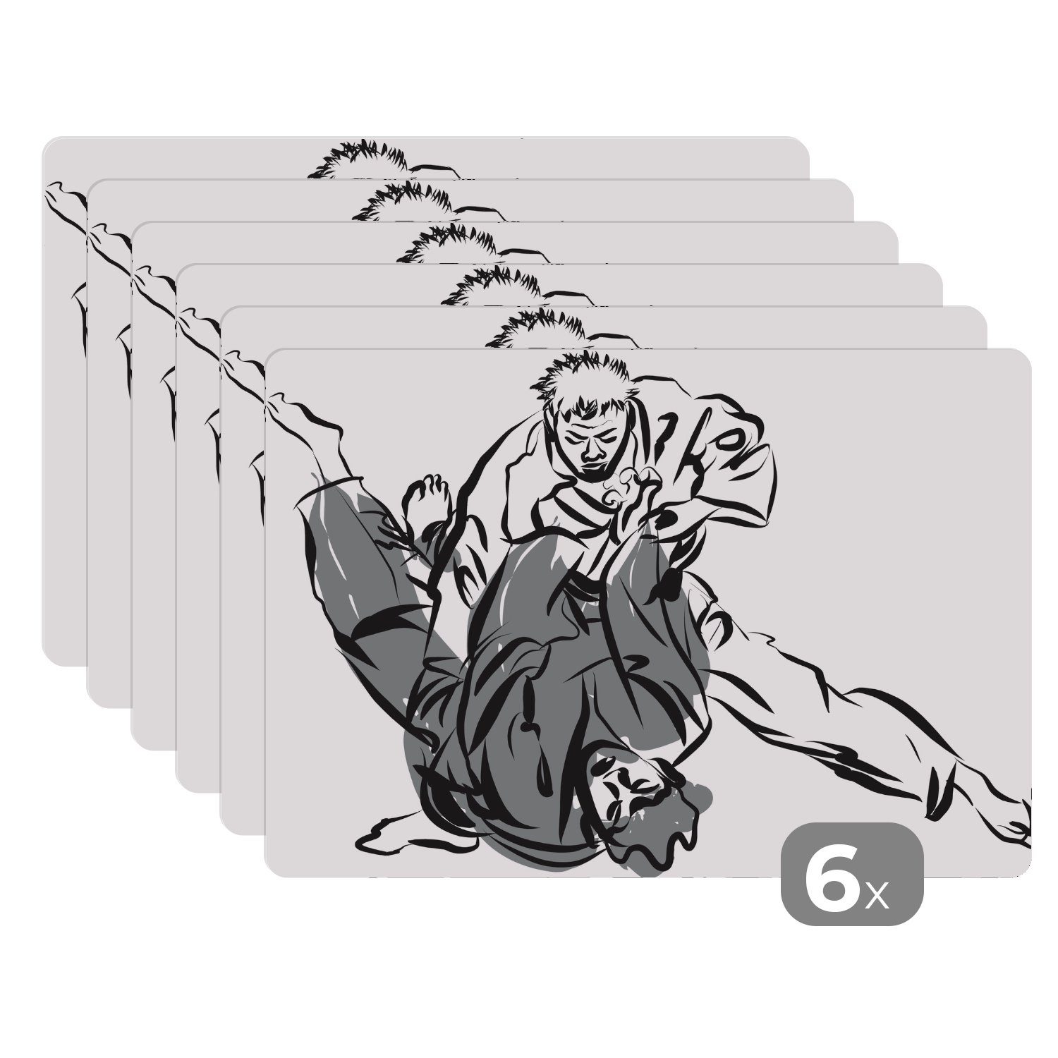 Platzset, Eine Illustration von zwei Männern während eines Spiels, MuchoWow, (6-St), Platzset, Platzdecken, Platzmatte, Tischmatten, Schmutzabweisend
