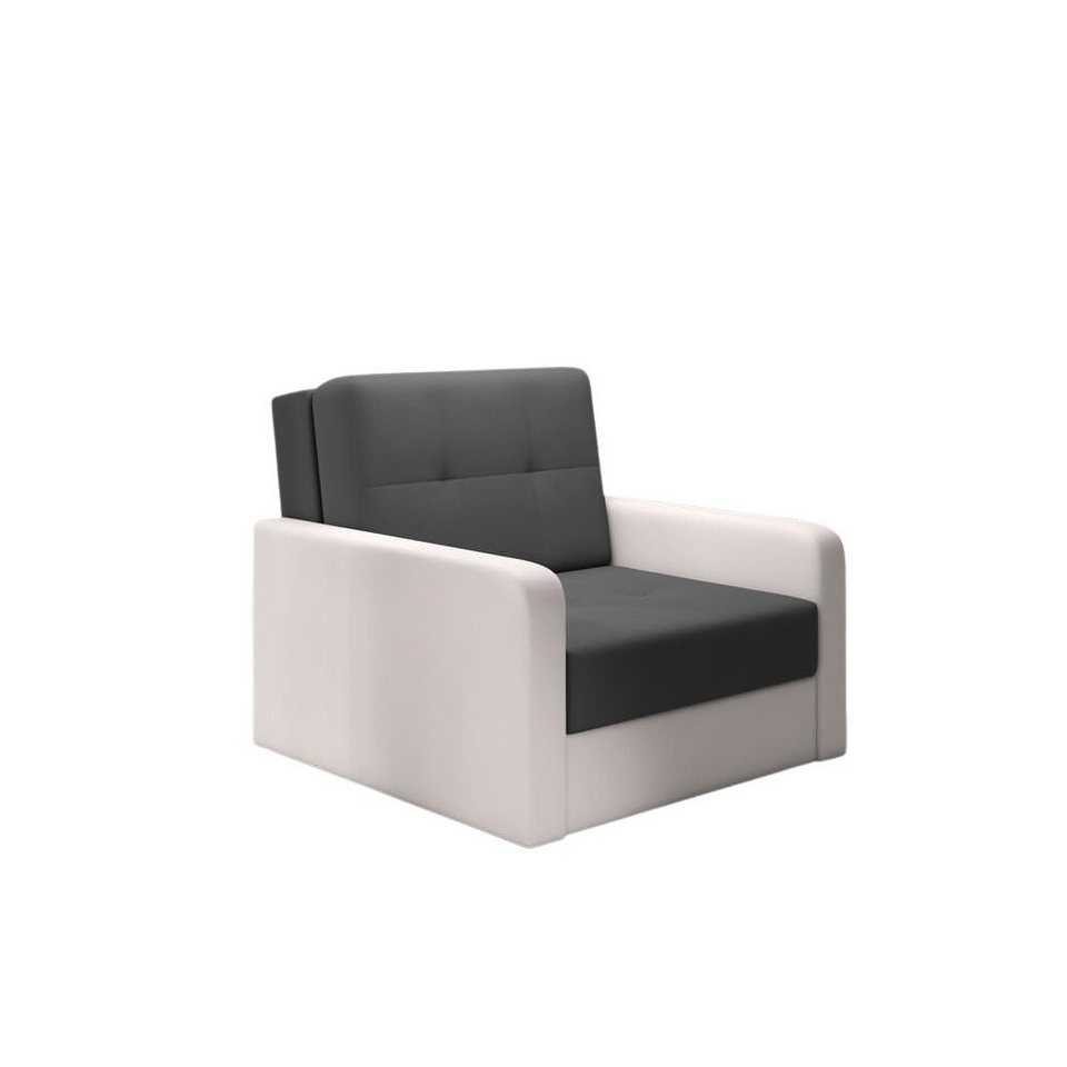 Polini Home Sessel Sofa Schlafsessel mit Bettkasten Liegefläche 190x81 cm  in Weiß-Grau