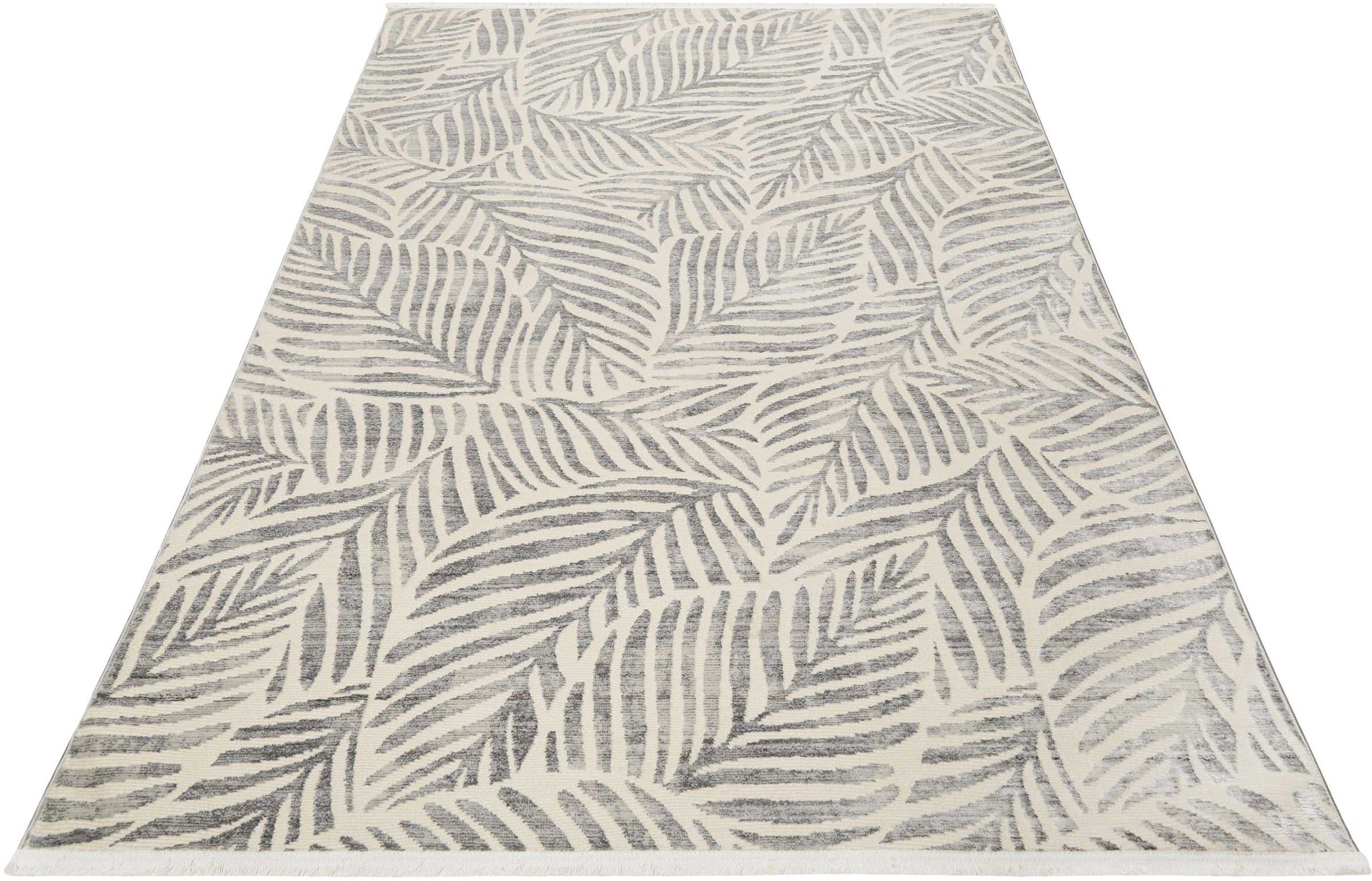 Esprit Teppich Victoria ESP-21078, rechteckig, Höhe: 7 mm, Moderner Design Kurzflorteppich mit Fransen, Wohnzimmer