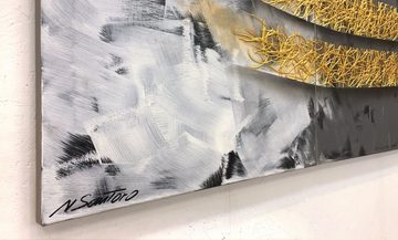 WandbilderXXL Gemälde Shinning Gold 180 x 70 cm, Abstraktes Gemälde, handgemaltes Unikat