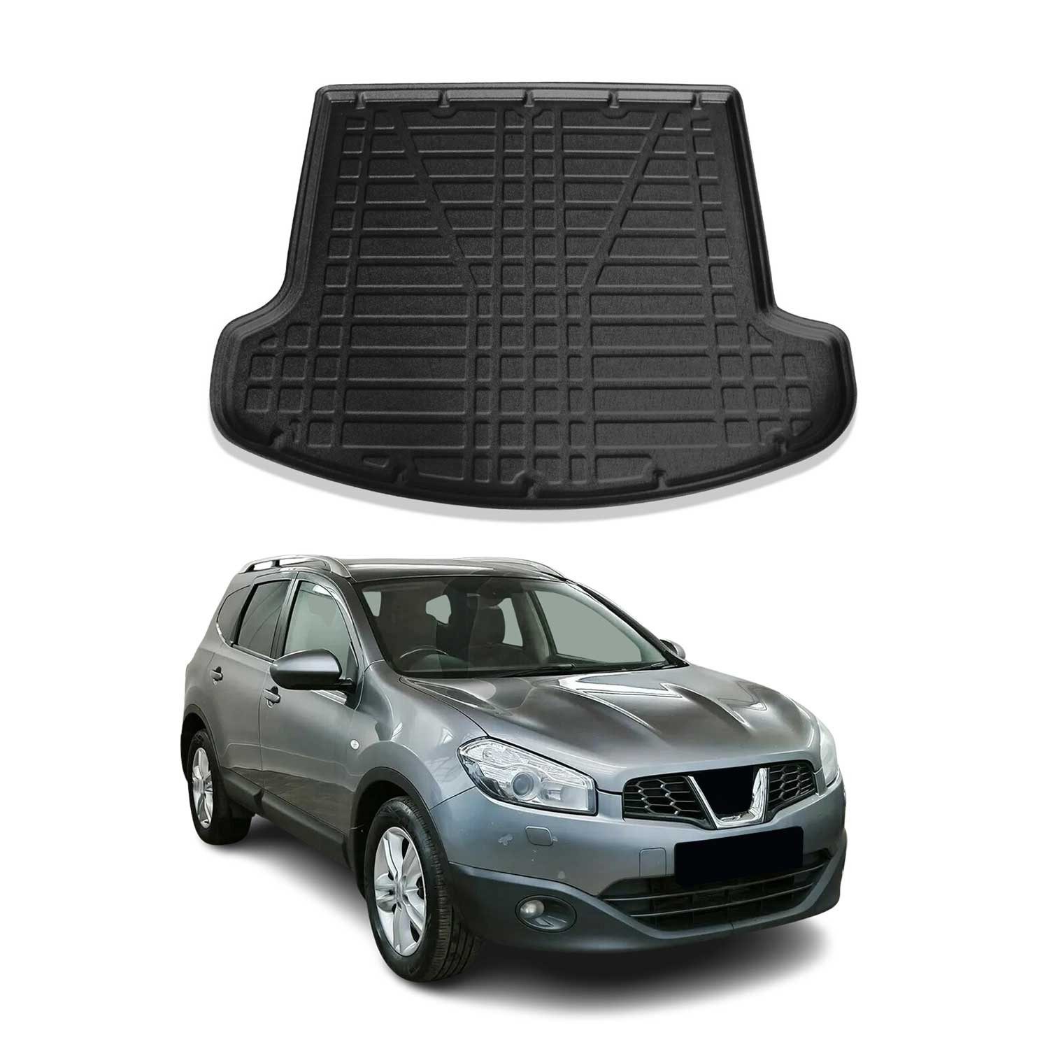 Kofferraummatte Kofferraumwanne für Nissan Qashqai +2 2008-2014 Gummi TPE Schwarz