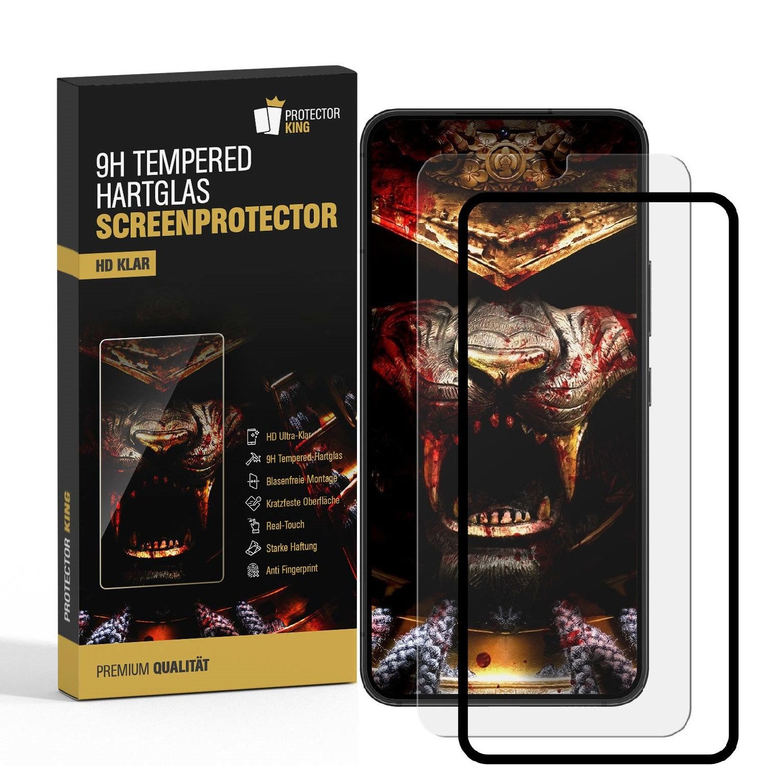 Schutzfolie 1x 9H Panzerglas für Samsung Galaxy S22 HD KLAR mit Montagerahmen