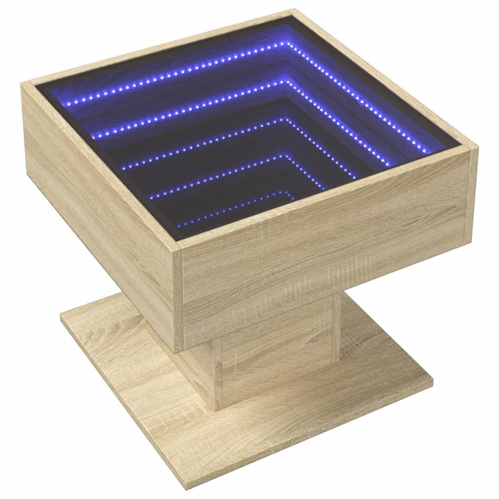 vidaXL Couchtisch LED-Couchtisch Sonoma Eiche 50x50x45 günstig online kaufen