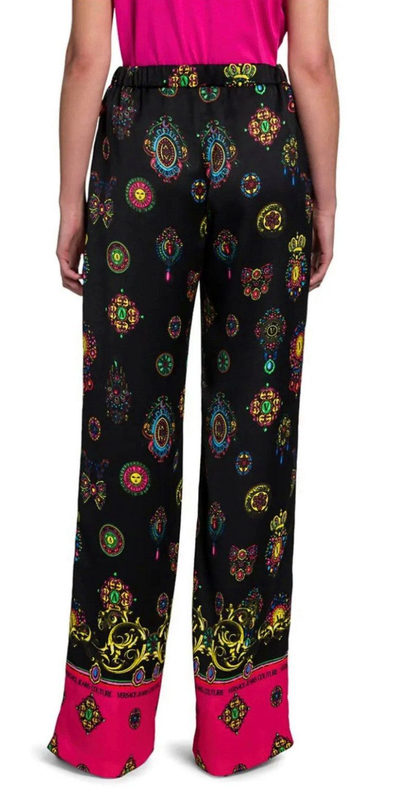 Versace Jeans Couture Loungehose Bedruckte Weite Hose Barock Leggings Pants Trousers Barock Medaillon-Motiven - Elastischer Bund - Seitentaschen