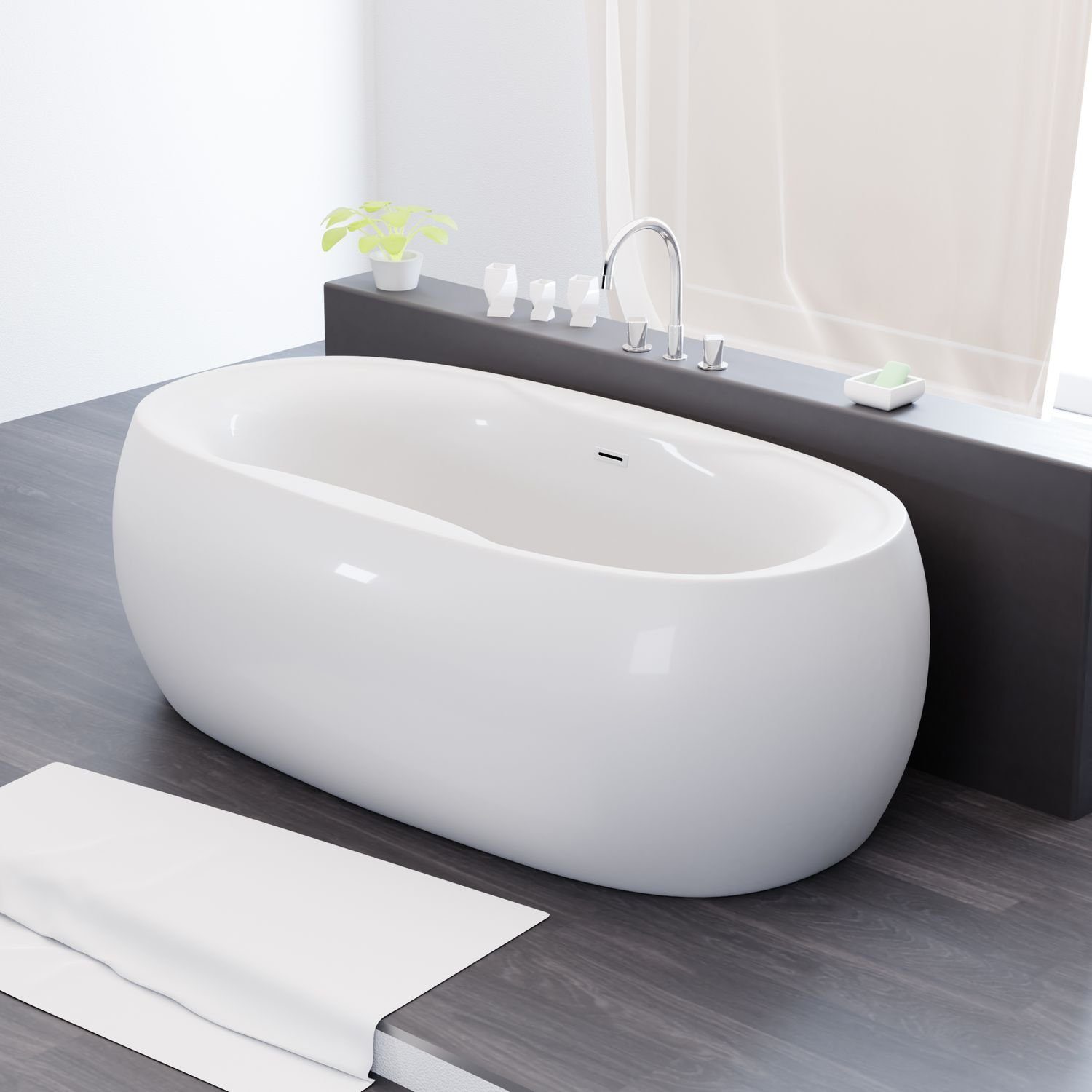 TroniTechnik Badewanne »Freistehende Badewanne Dokos«, (1-tlg), aus  glasfaserversärktem Acryl, mit Überlauf-Ablauf und Push-to-open Abfluss  online kaufen | OTTO