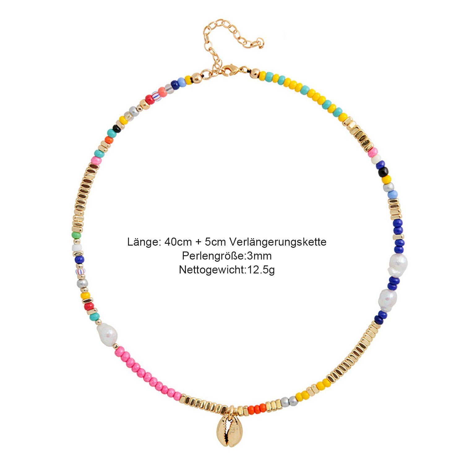 MAGICSHE Perlenkette Süßwasserperlen Layered Halskette für Halskette NK8002c aus vergoldet 18K Edelstahl Frauen