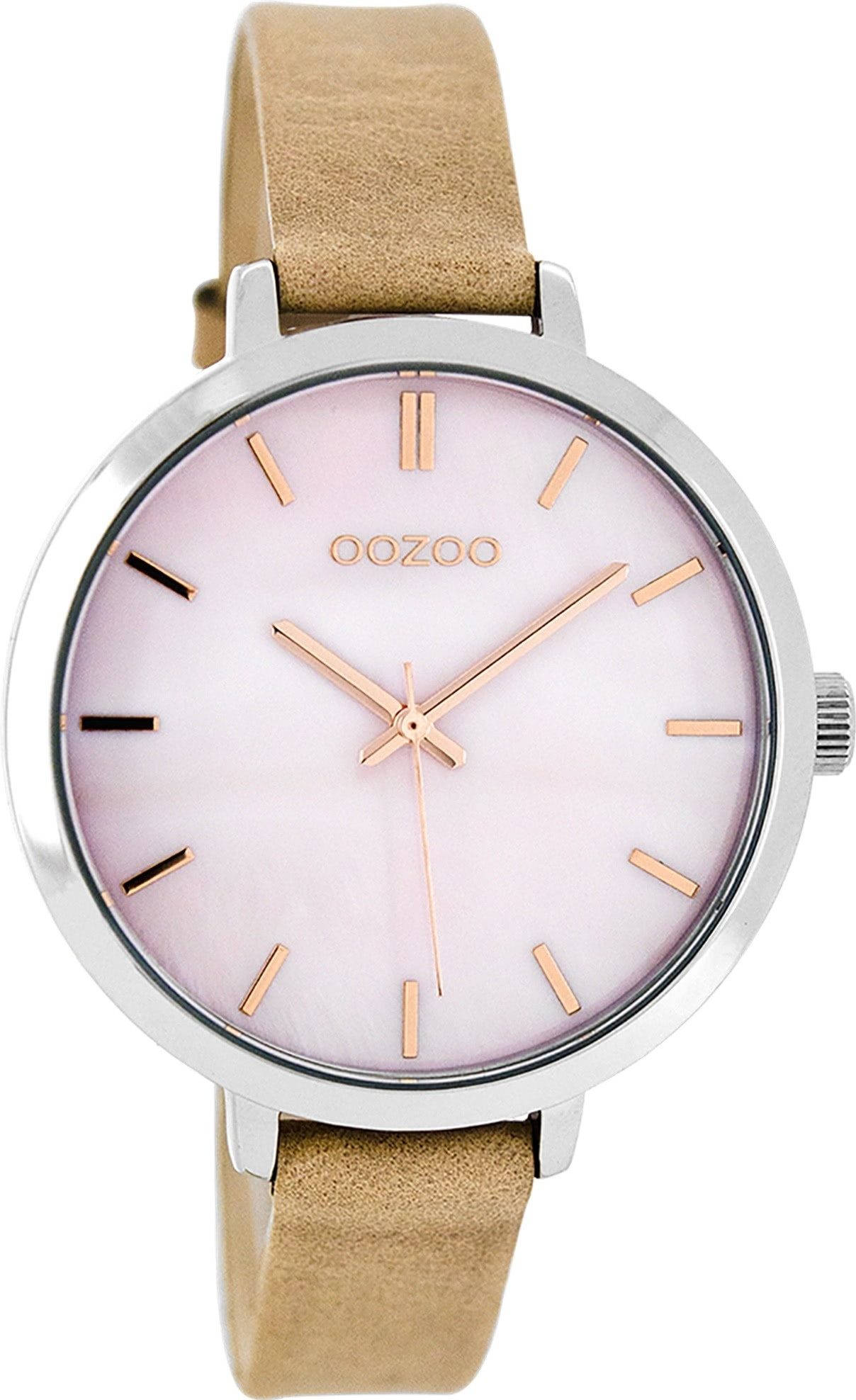 Quarzuhr Oozoo Damen Uhr Casual schimmernd Leder