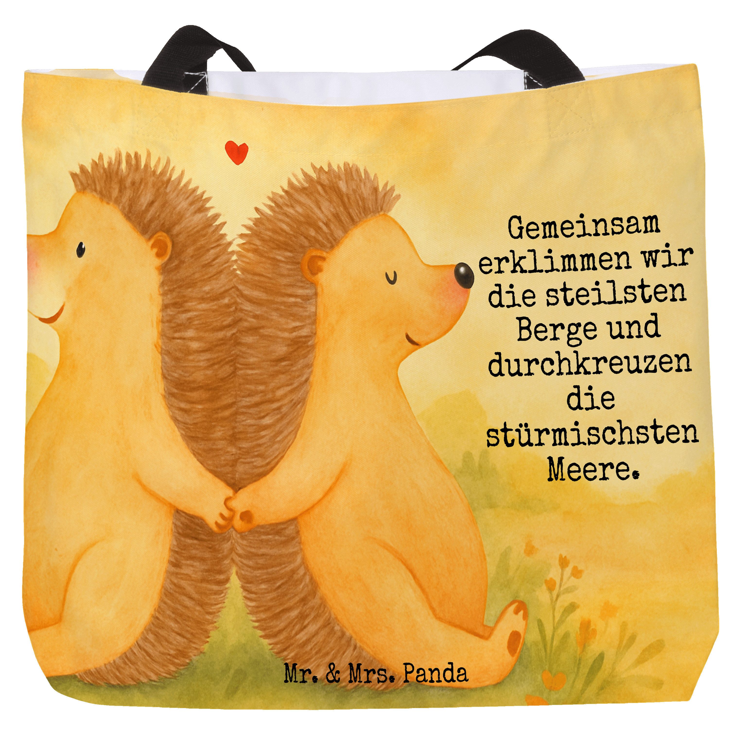 Shopper Igel händchenhaltend Design, Reisetasche, Weiß, Hochzeit, Tote Bag, L