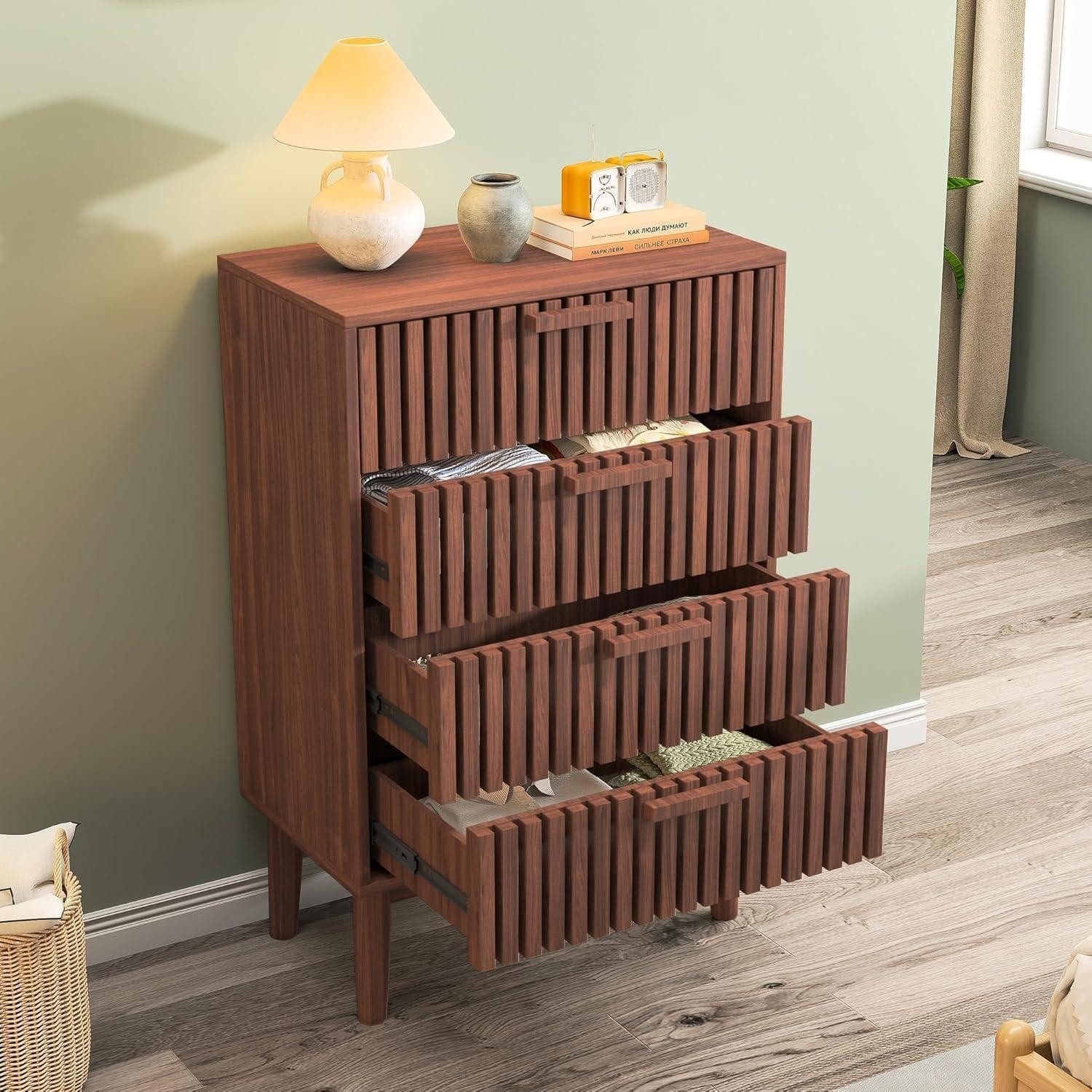 LuxusKollektion Kommode Kommode 4 Schubladen Holz Tiefe 30 cm Kippschutz 5 Schubladen D