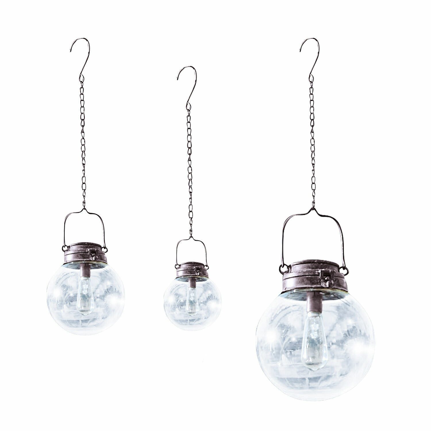 Mirabeau LED Laterne Solar-Lampe 3er Set Celare schwarz/klar