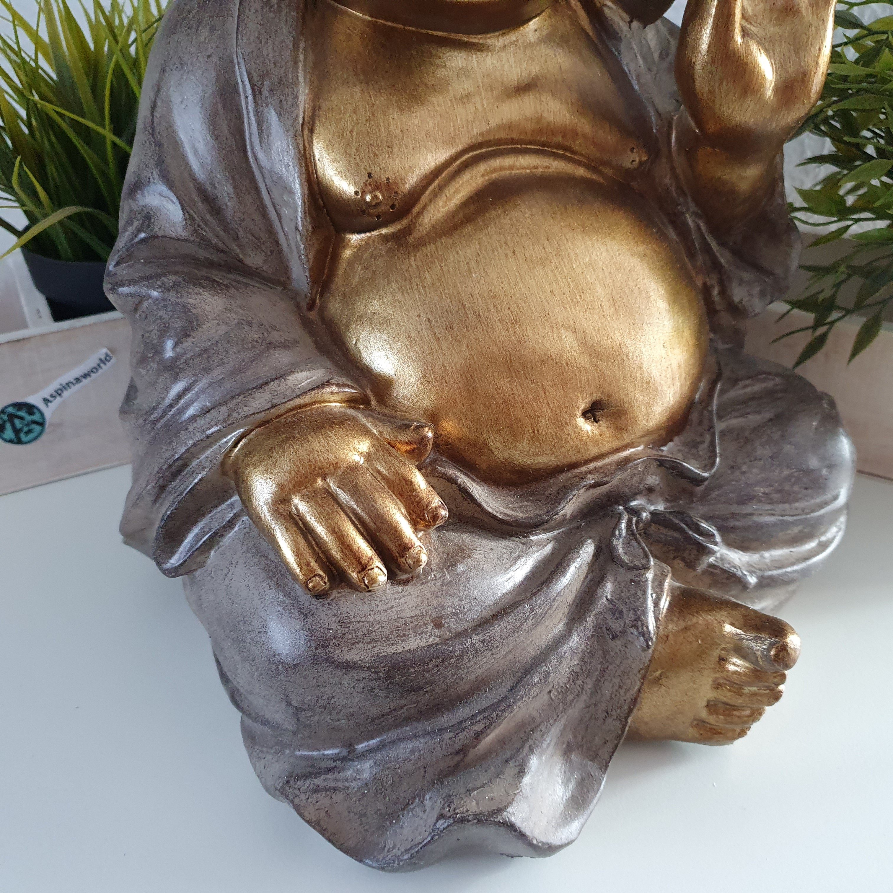 dickem Große sitzende Figur mit Aspinaworld Bauch cm gold 30 Dekofigur Buddha