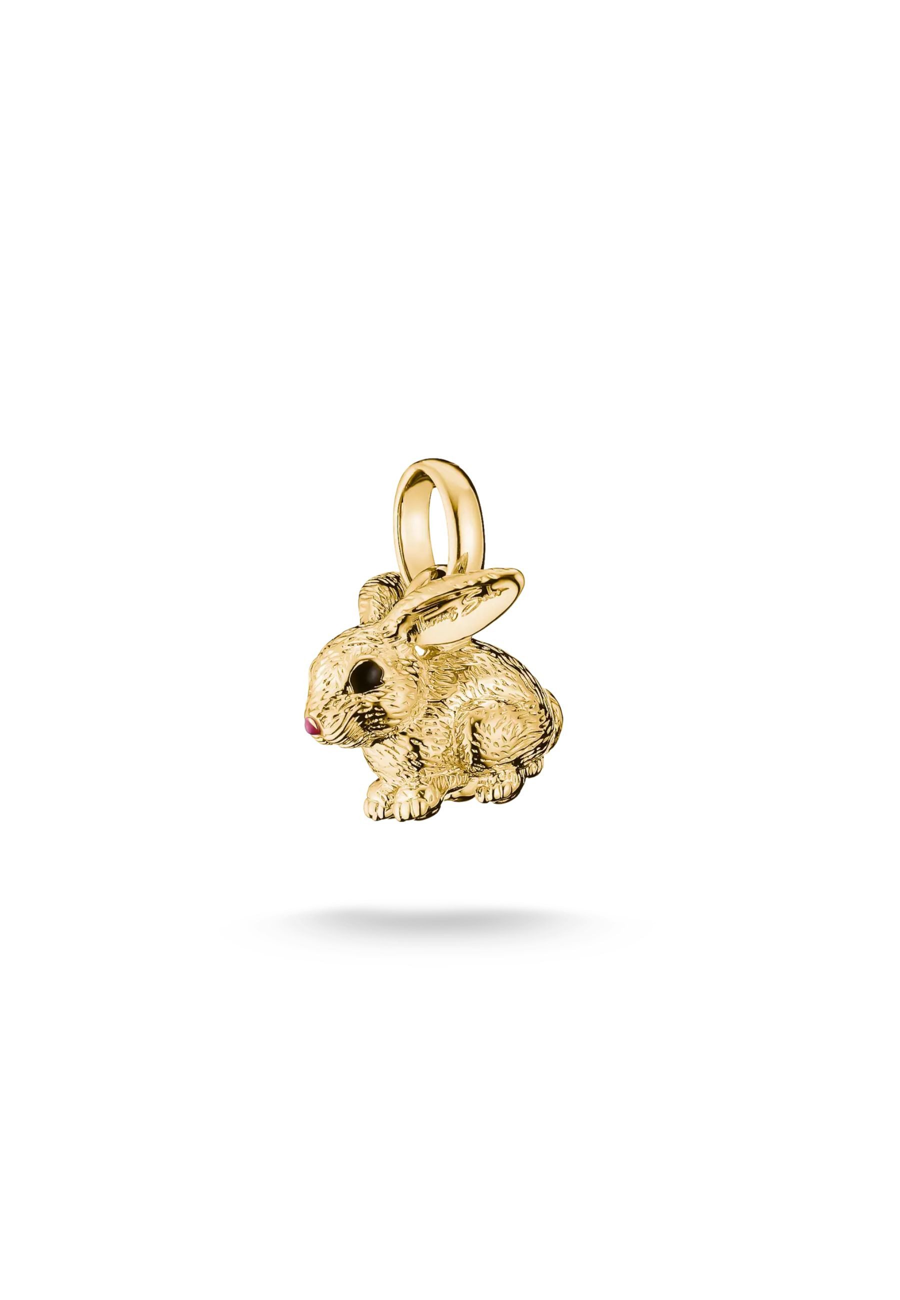 THOMAS SABO Kettenanhänger Vergoldeter Hasen Charm-Anhänger mit Emaille (Set)