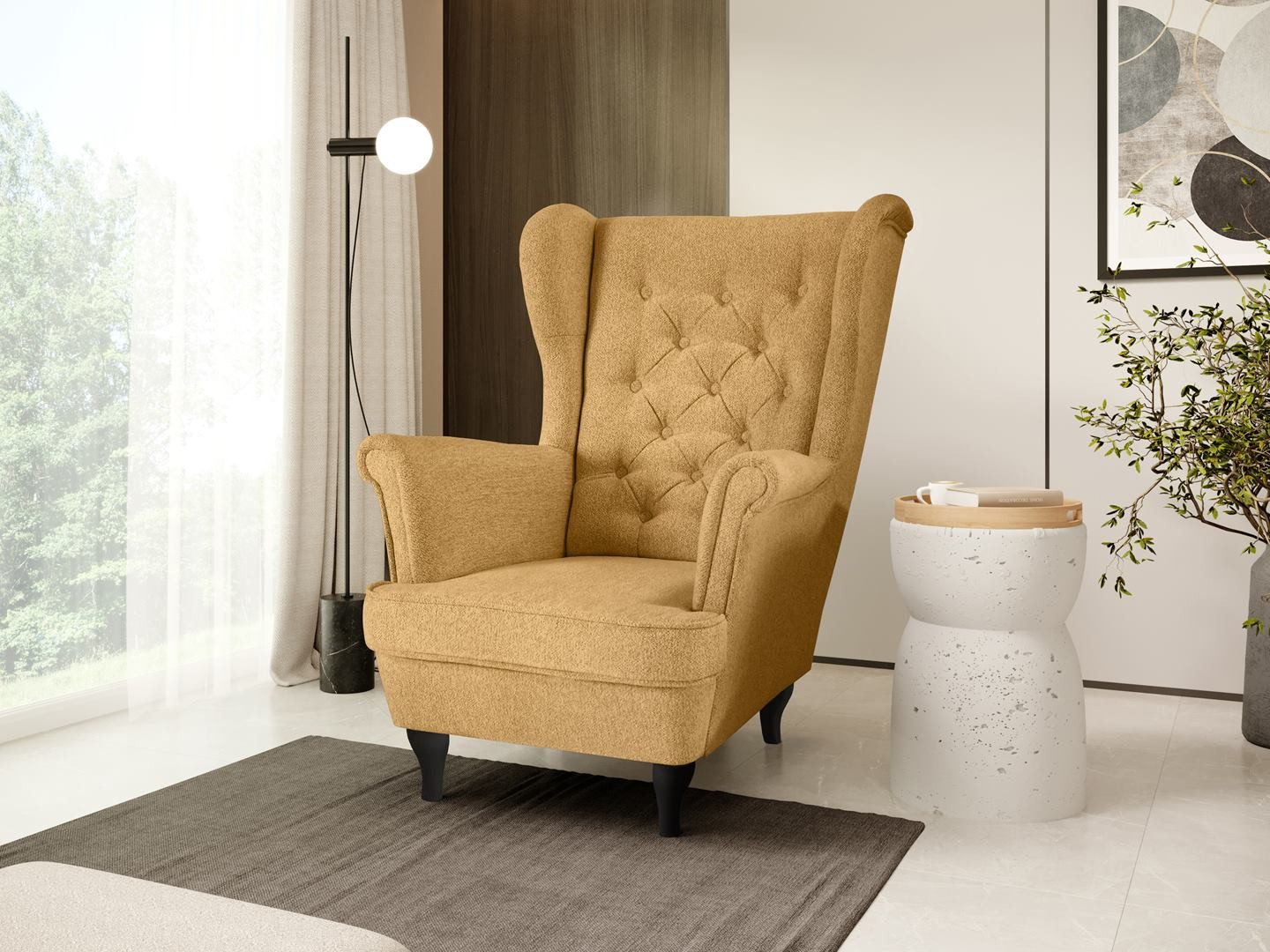 Beautysofa Ohrensessel Sessel FALCO Chesterfield Wohnzimmersessel günstig online kaufen