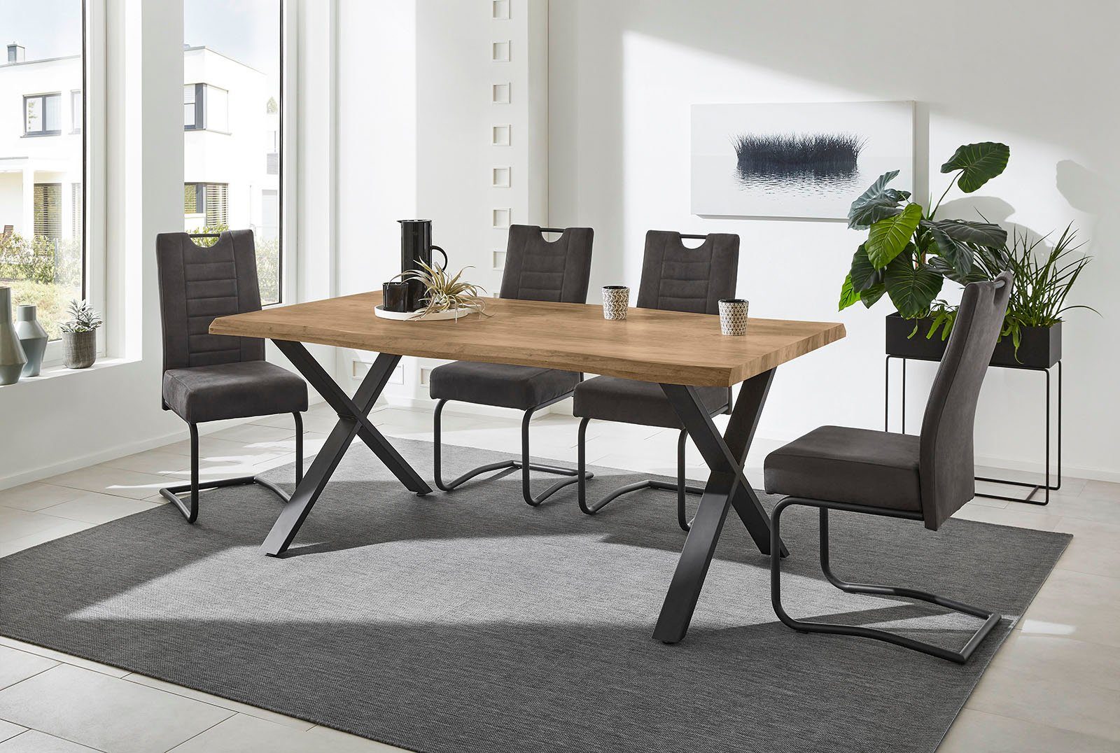 Jockenhöfer Gruppe Esstisch Marita, 180x100 cm geschwungene Baumkantenoptik günstig online kaufen