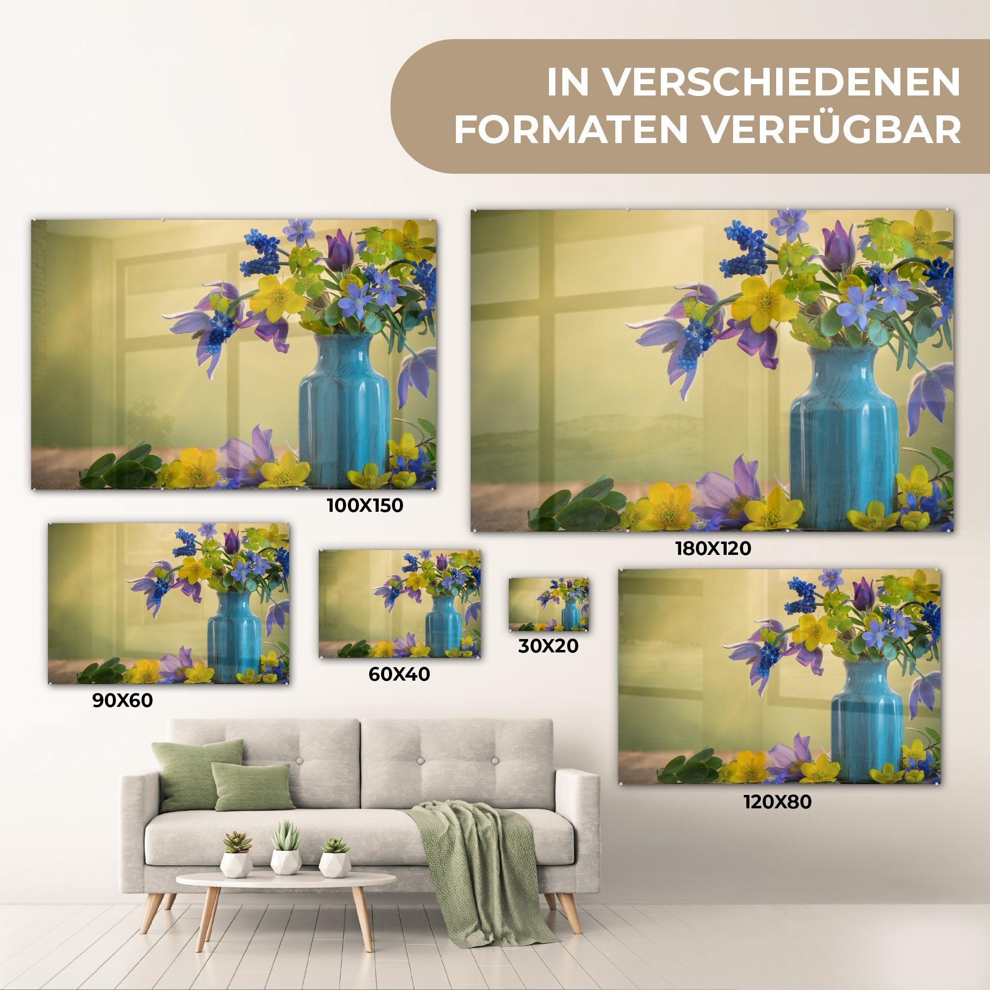 Bilder auf MuchoWow (1 Foto Acrylglasbild auf St), Glasbilder - Stillleben - - Frühling, Blumen - Glas Glas Wandbild - Wanddekoration