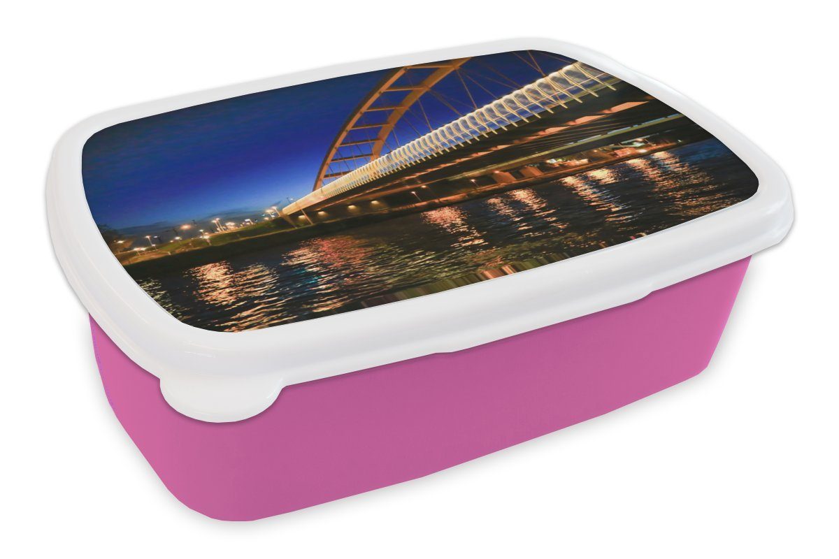 - (2-tlg), Utrecht - Brücke, Erwachsene, Brotdose für Brotbox Kunststoff, Kinder, MuchoWow Kunststoff Wasser Lunchbox Mädchen, Snackbox, rosa