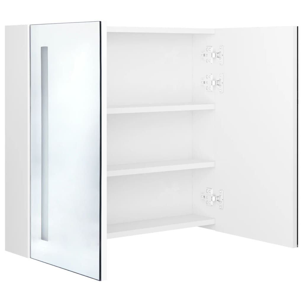 Glänzend Weiß Badezimmerspiegelschrank LED-Spiegelschrank cm vidaXL Hochglanz-Weiß 62x14x60 Bad (1-St) fürs