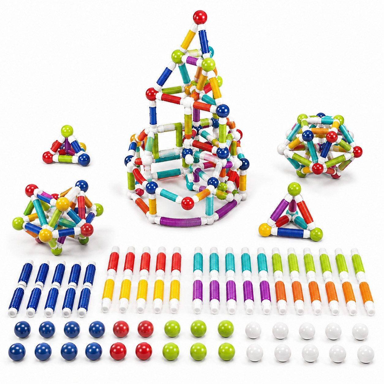 Luckice Magnetische Bausteine, 3D Magnetbausteine, Magnetspielzeug Magnetspielbausteine, (Spar-Set, 85 St., 85-teiliges Magnetbaukasten mit Aufbewahrungsbox ab 3 Jahren), Einziehbarer 3D Magnetbaukasten mit Aufbewahrungsbox