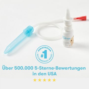 Frida Nasensauger - Schnupfen-Set für Babys und Kleinkinder, 3-tlg., NoseFrida Nasensauger, Meersalz-Nasenspray + 10 Einweg-Hygienefilter